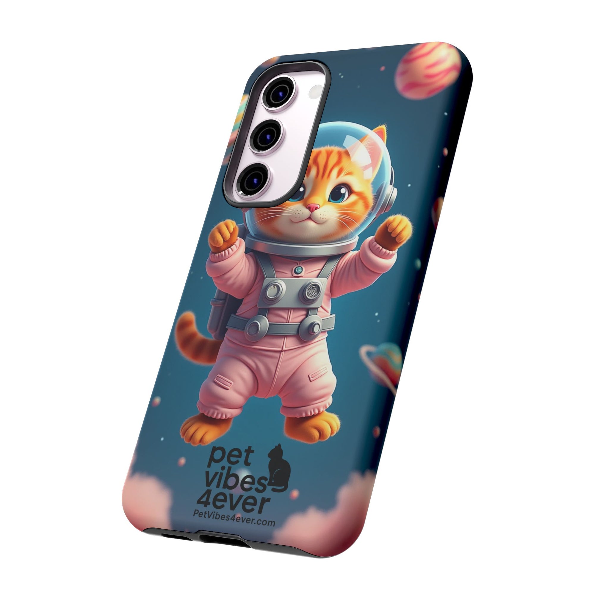 Cute Cat Phone Case, Astronaut Cat Case, Pet Lover Gift, Space Theme Accessories, Galaxy Cat Phone Cover