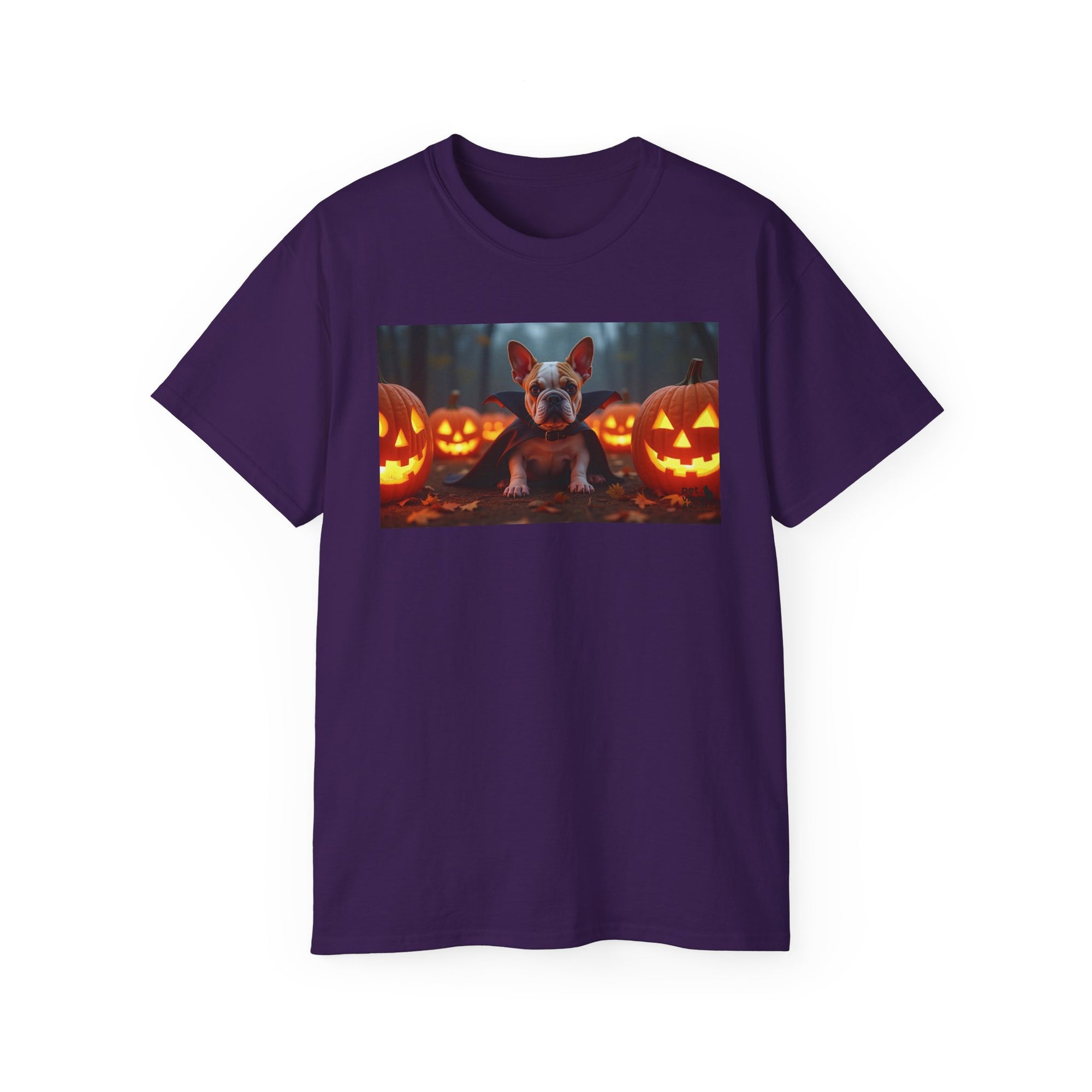 Halloween Dog Graphic Tee, Pumpkin Shirt, Fall Apparel, Casual Wear for Pet Lovers, Unisex Halloween T-Shirt
