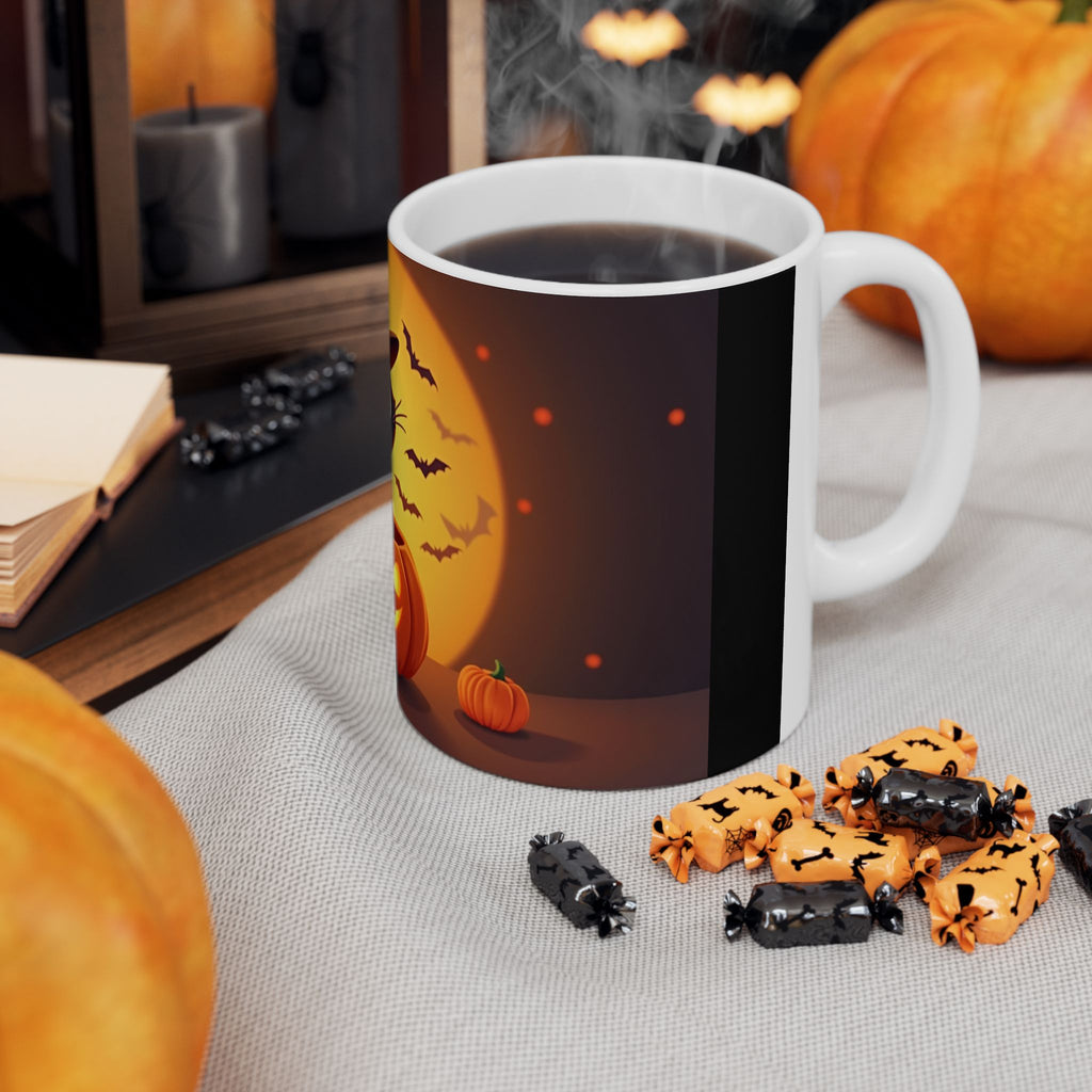 Halloween Cat Ceramic Mug - Cute Black Cat, Pumpkin Design, Coffee Mug, Halloween Decor, Cat Lover Gift, Spooky Season