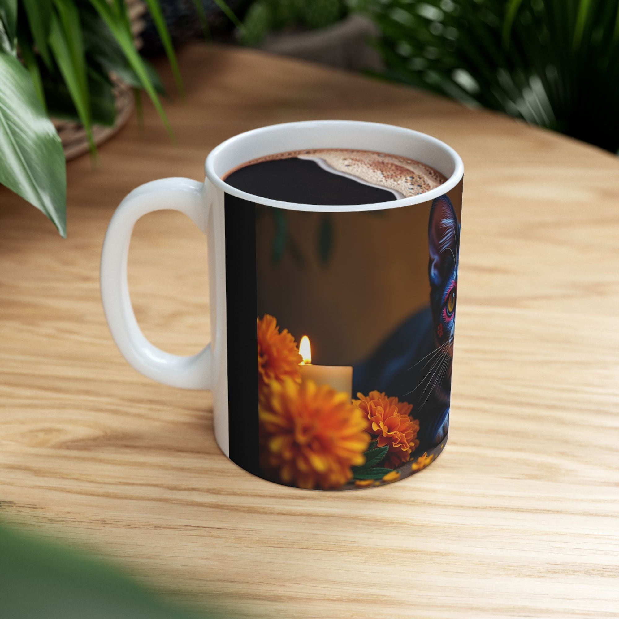 Artistic Cat Ceramic Mug - Vibrant Kitty, Animal Lover Gift, Coffee Tea Cup, Unique Home Decor, Birthday Gift