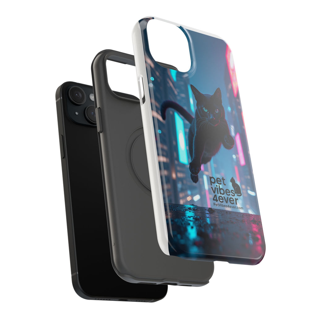 Cat-Themed Phone Case with Pet Vibes Design, Impact-Resistant Phone Case, Gift for Cat Lovers, Cute Pet Merchandise, Stylish Phone Accessory