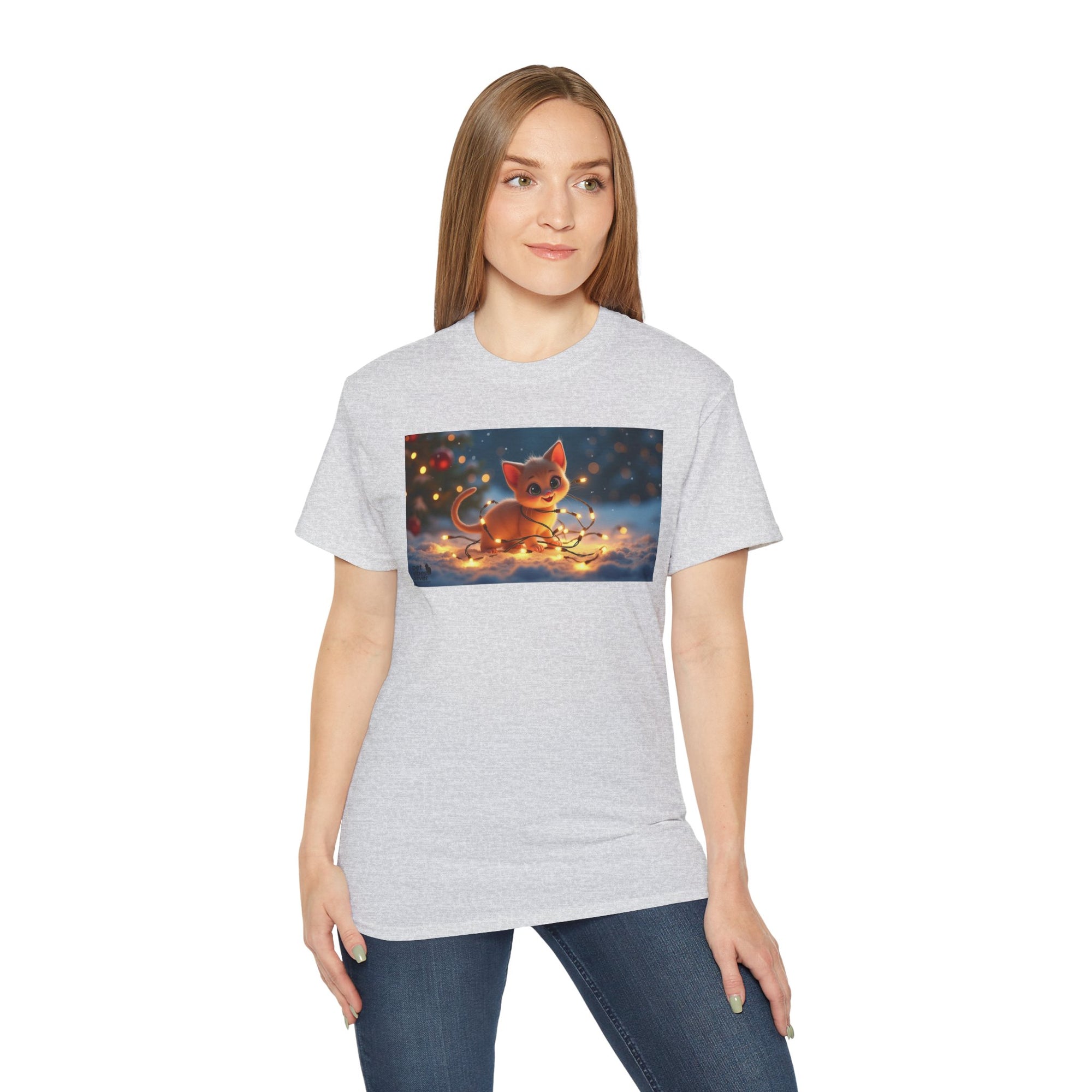 Cute Cat Christmas Tee, Cozy Unisex Cotton Shirt for Cat Lovers, Holiday Gift, Casual Wear, Festive Apparel