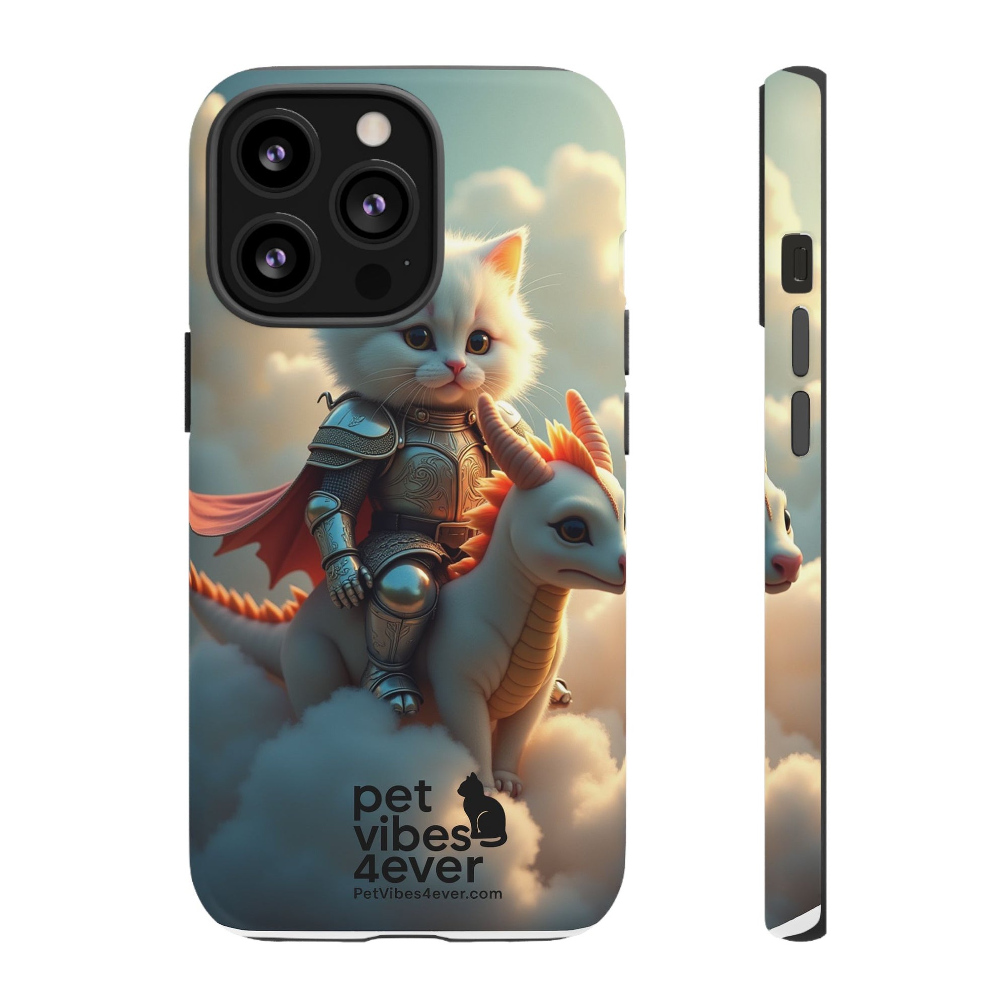 Pet Vibes Phone Case, Cute Cat and Dragon Design, Tough Phone Cover, Gift for Animal Lovers, Unique Pet Themed Accessory