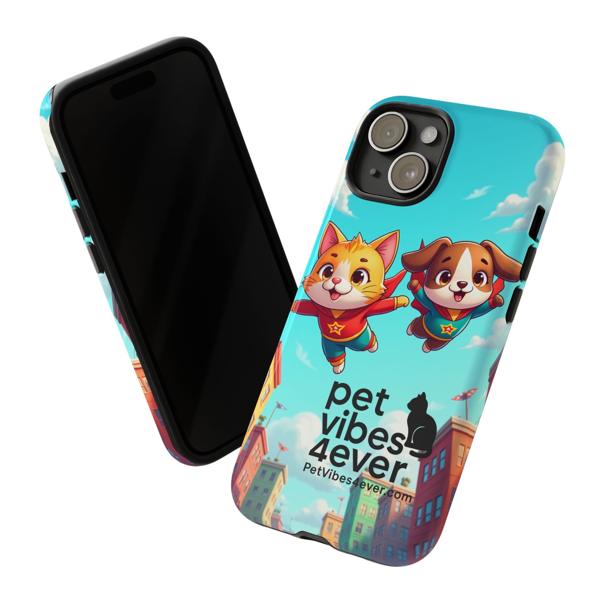 Pet Vibes Phone Case - Playful Cat and Dog Design, Animal Lover Gift, Cute Pet Accessory, Colorful Phone Cover, Fun Pet Gifts