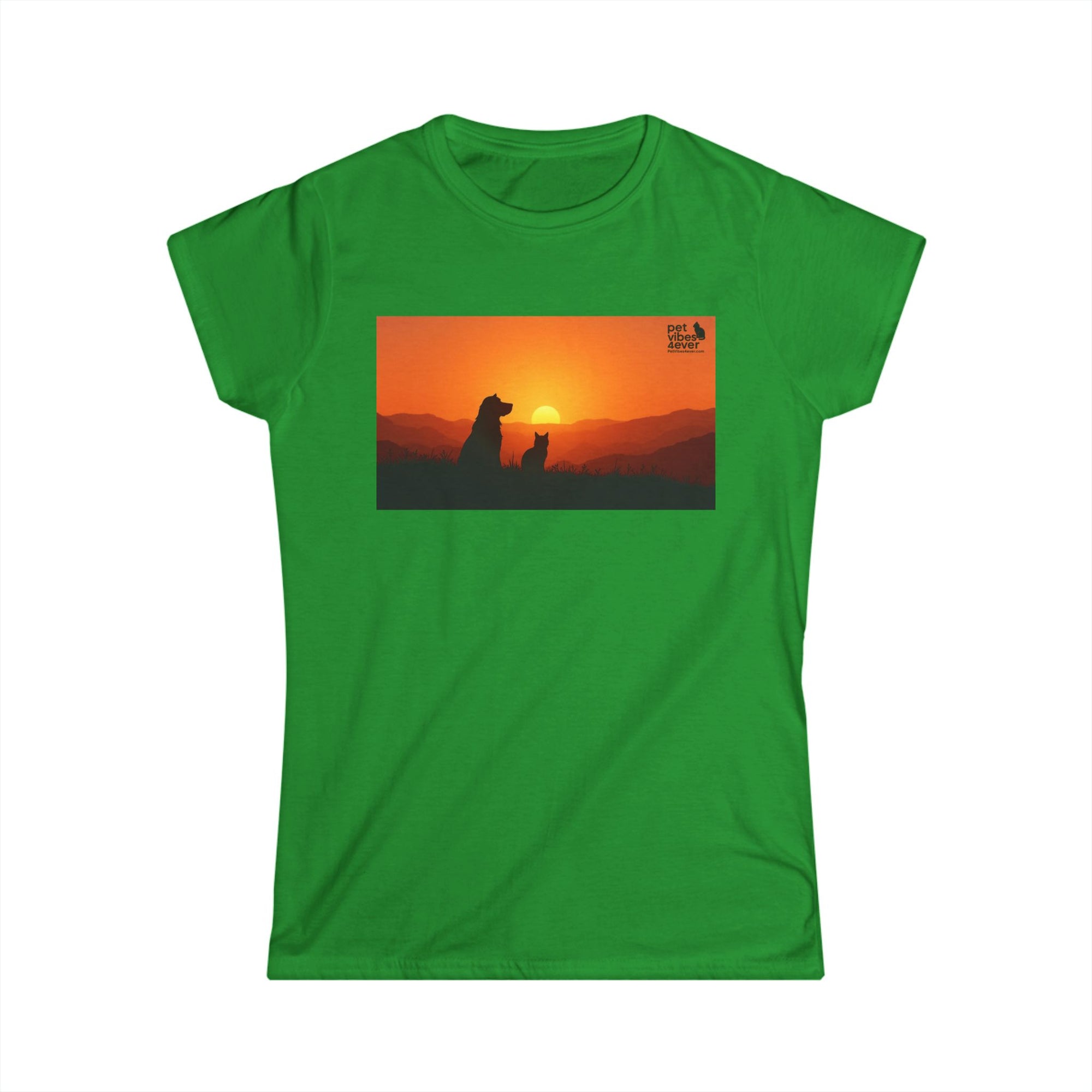 Women's Sunset Dog Lovers Tee, Cute Pet Lover Shirt, Animal Lover Gift, Casual Wear, Summer Top, Dog Mom Apparel