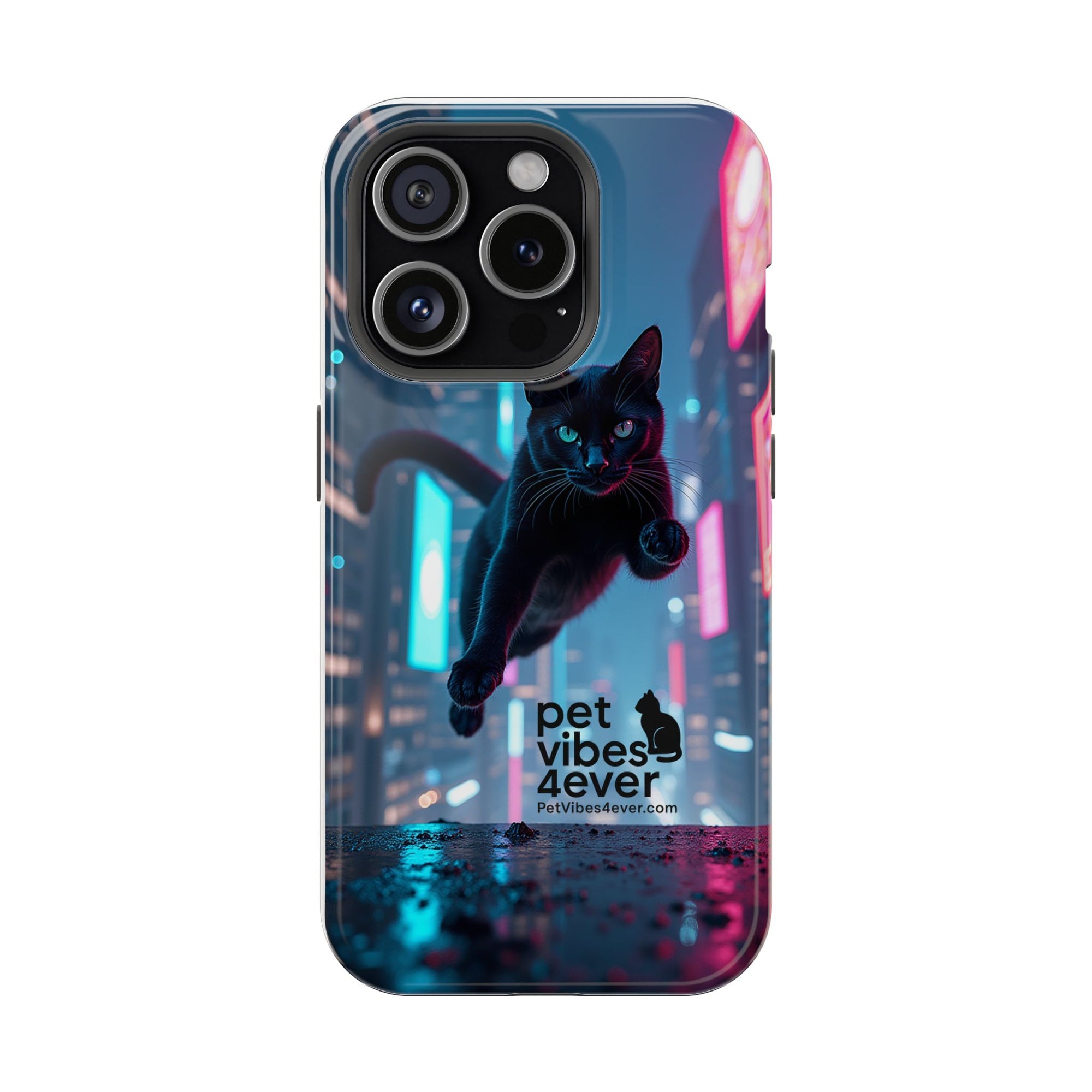 Cat-Themed Phone Case with Pet Vibes Design, Impact-Resistant Phone Case, Gift for Cat Lovers, Cute Pet Merchandise, Stylish Phone Accessory