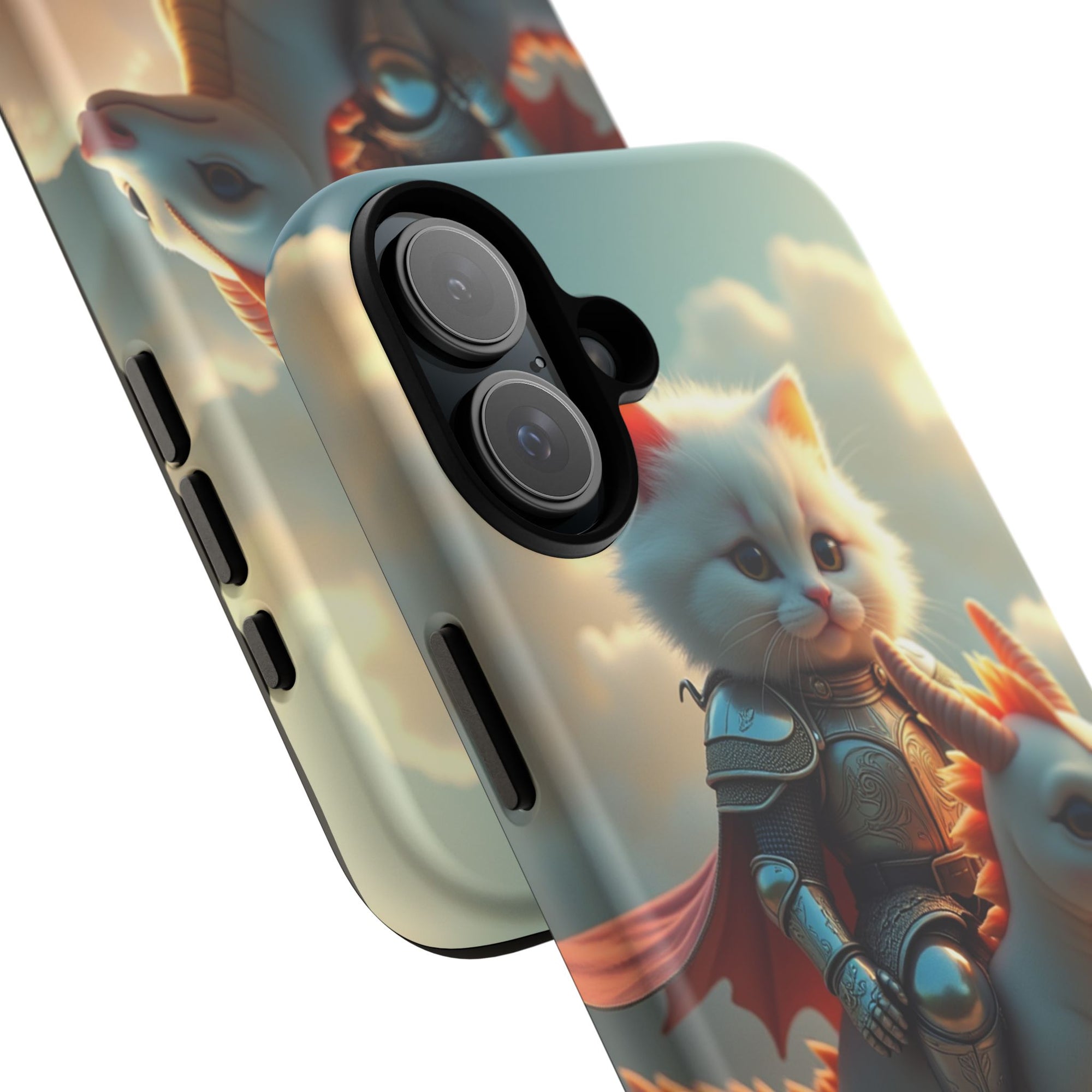 Pet Vibes Phone Case, Cute Cat and Dragon Design, Tough Phone Cover, Gift for Animal Lovers, Unique Pet Themed Accessory