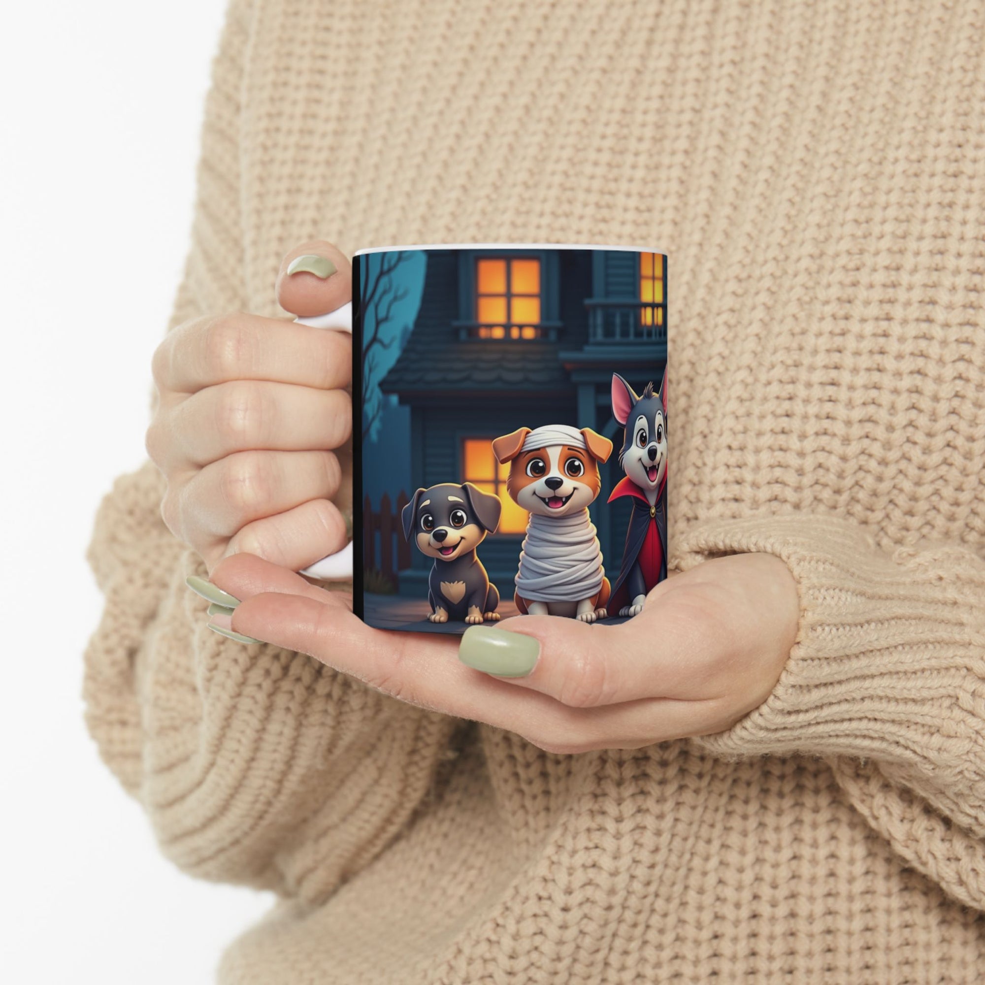 Halloween Dog Lovers Mug, Cute Canine Gift, Pet Owner Coffee Cup, Trick or Treat Drinkware, Spooky Pet Mug