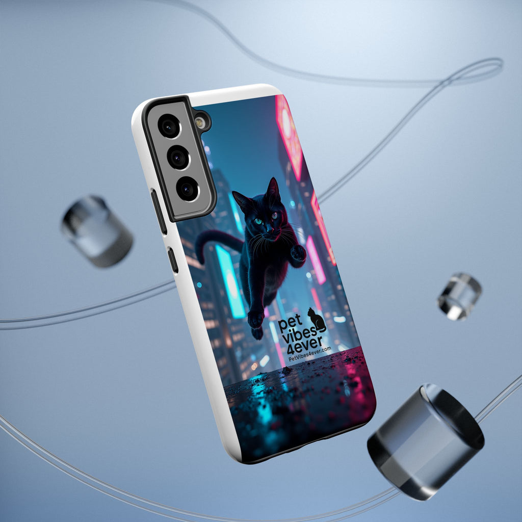Cat-Themed Phone Case with Pet Vibes Design, Impact-Resistant Phone Case, Gift for Cat Lovers, Cute Pet Merchandise, Stylish Phone Accessory