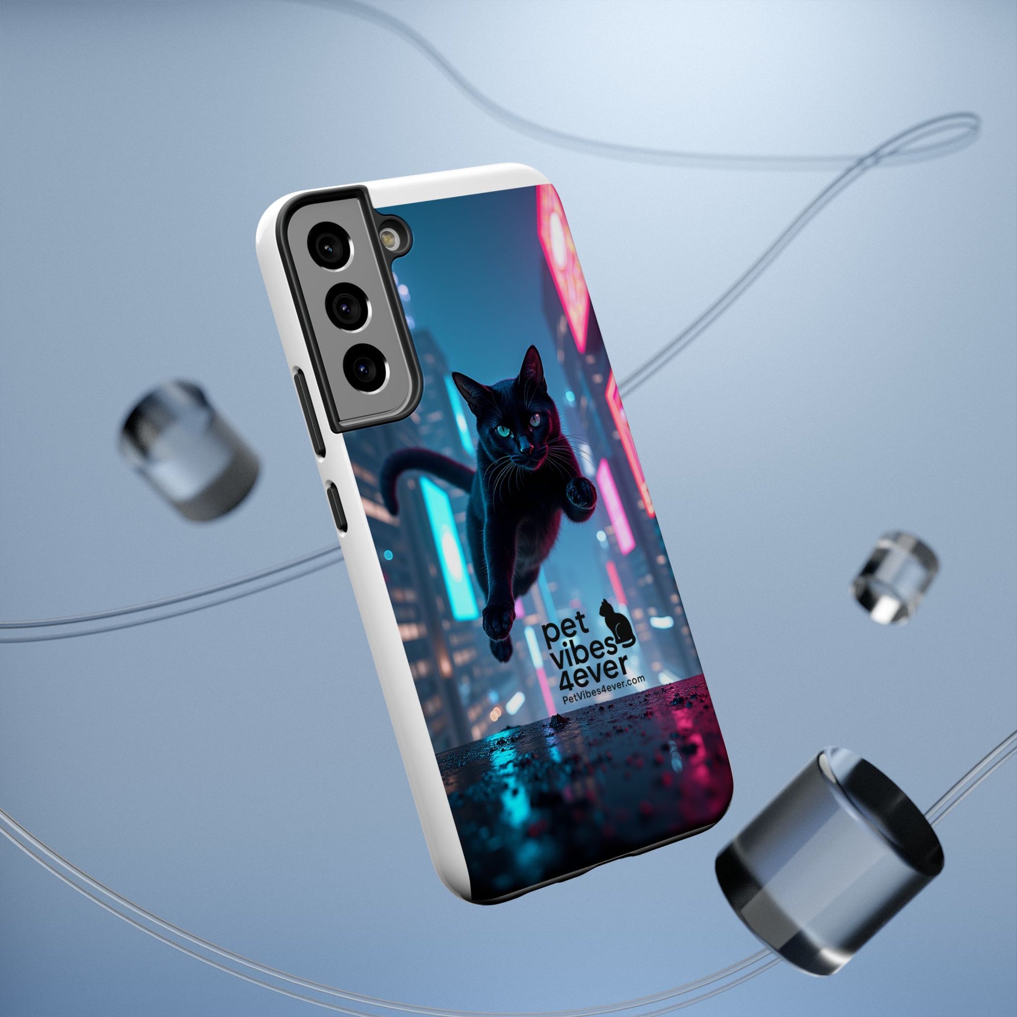 Cat-Themed Phone Case with Pet Vibes Design, Impact-Resistant Phone Case, Gift for Cat Lovers, Cute Pet Merchandise, Stylish Phone Accessory