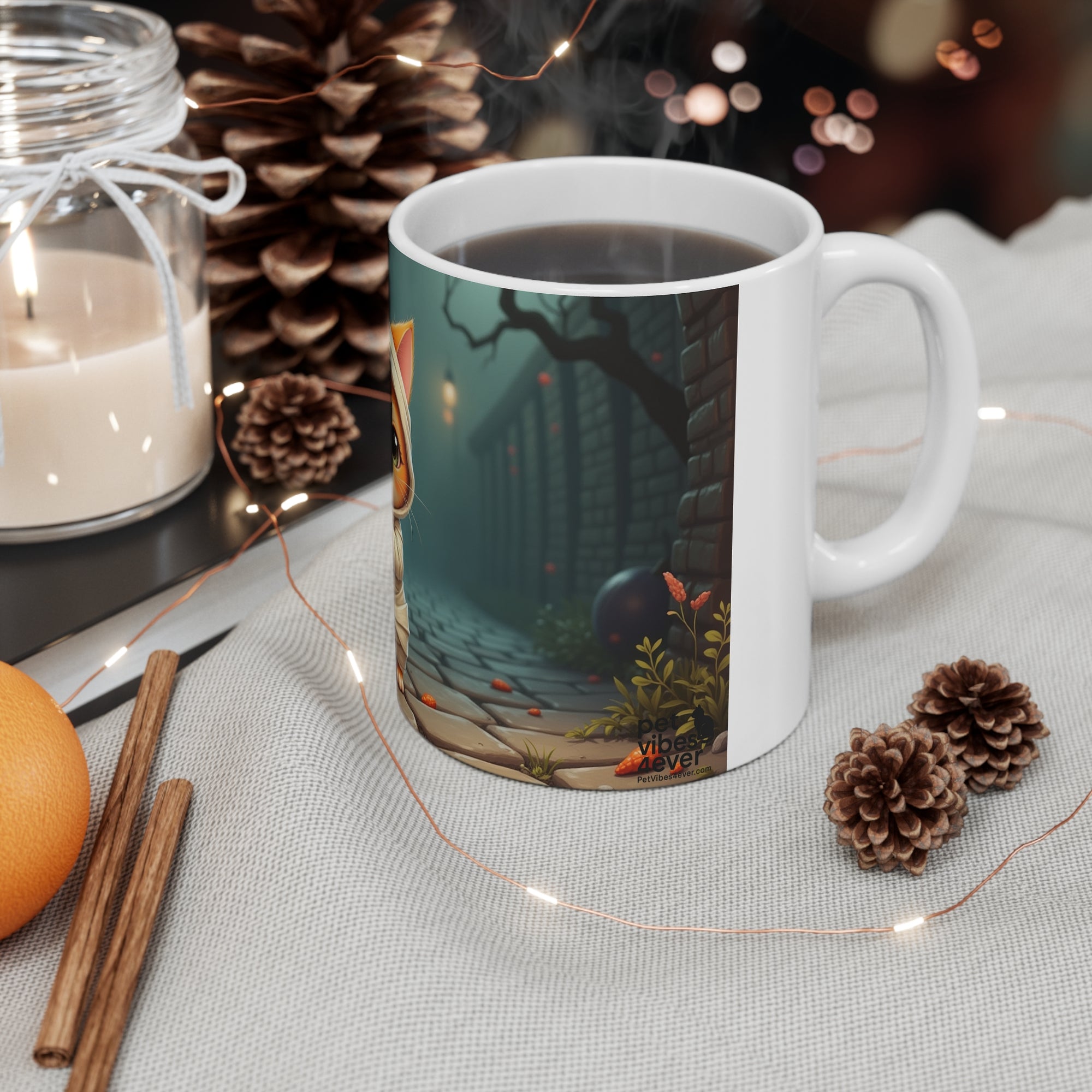 Halloween Cat Mug, Cute Cat Coffee Cup, Fall Decor, Spooky Gift, Cozy Homeware