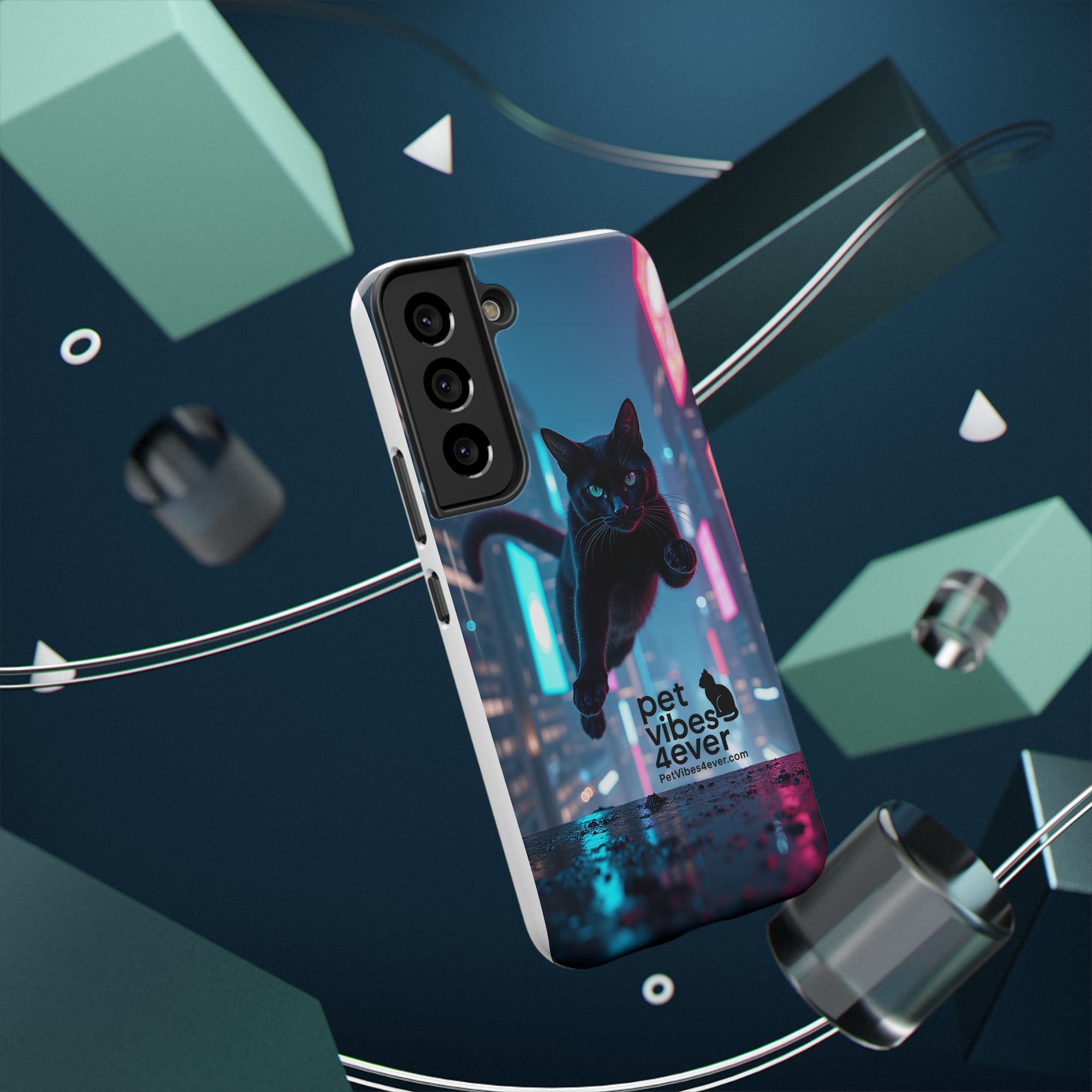 Cat-Themed Phone Case with Pet Vibes Design, Impact-Resistant Phone Case, Gift for Cat Lovers, Cute Pet Merchandise, Stylish Phone Accessory