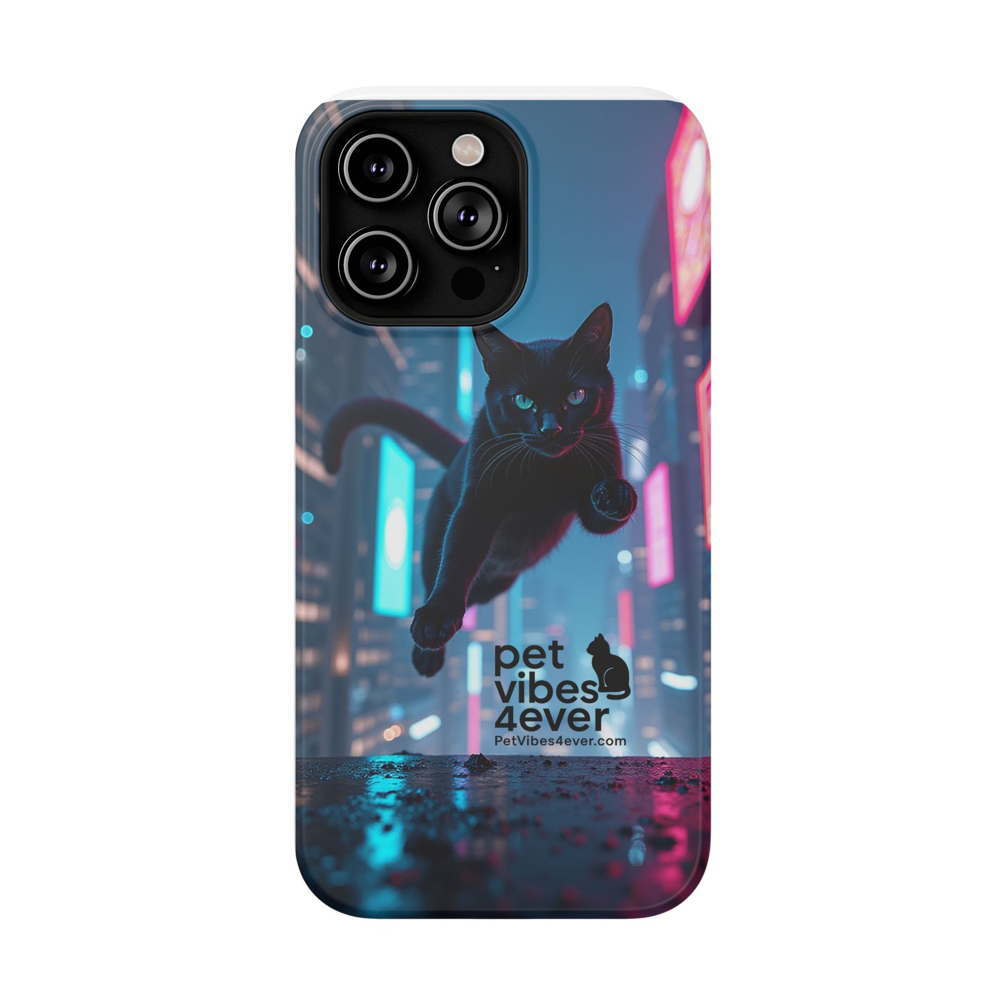Cat-Themed Phone Case with Pet Vibes Design, Impact-Resistant Phone Case, Gift for Cat Lovers, Cute Pet Merchandise, Stylish Phone Accessory