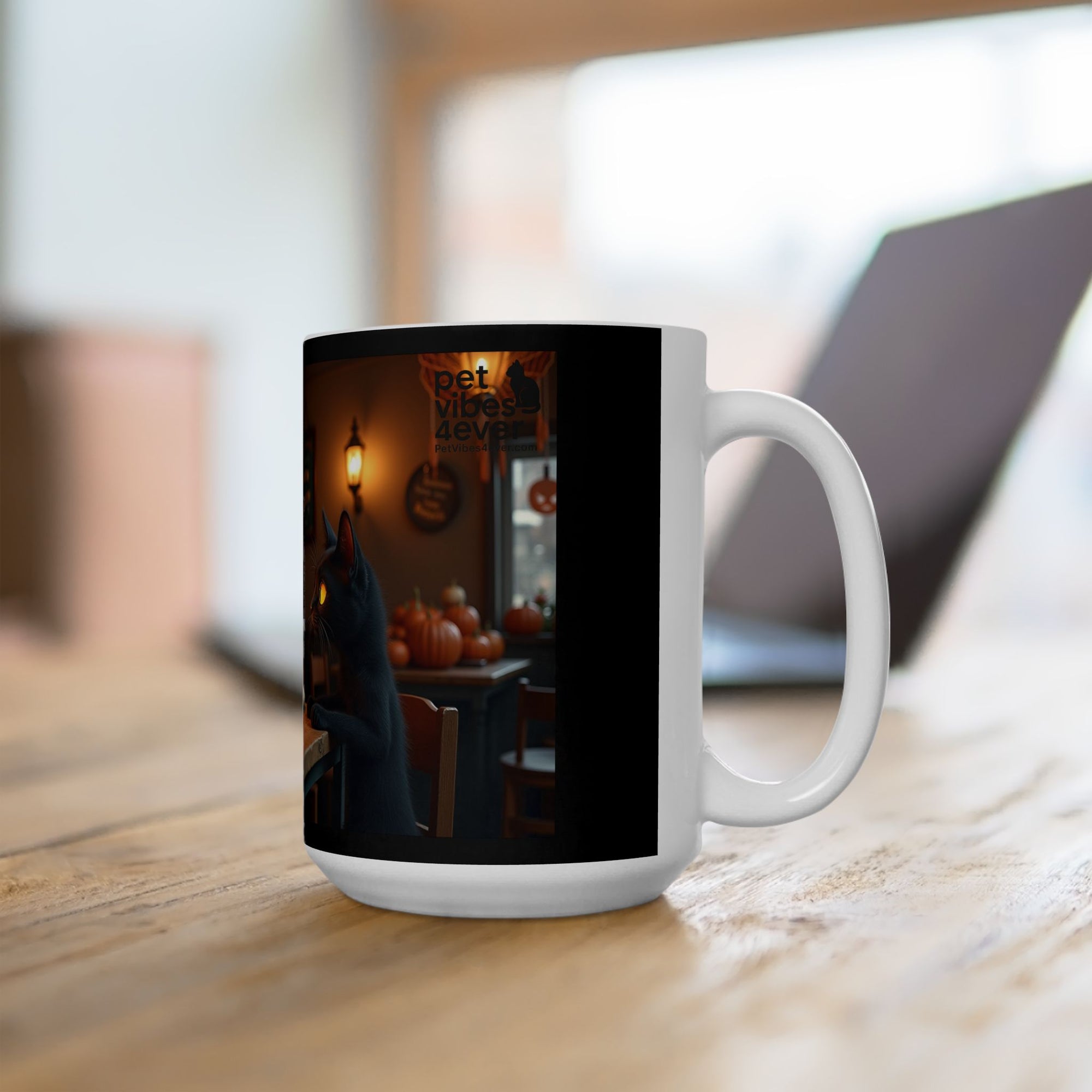 Skeleton & Cat Coffee Mug, Unique Gift for Cat Lovers, Halloween Decor, Fun Kitchenware, Tea Lover's Gift