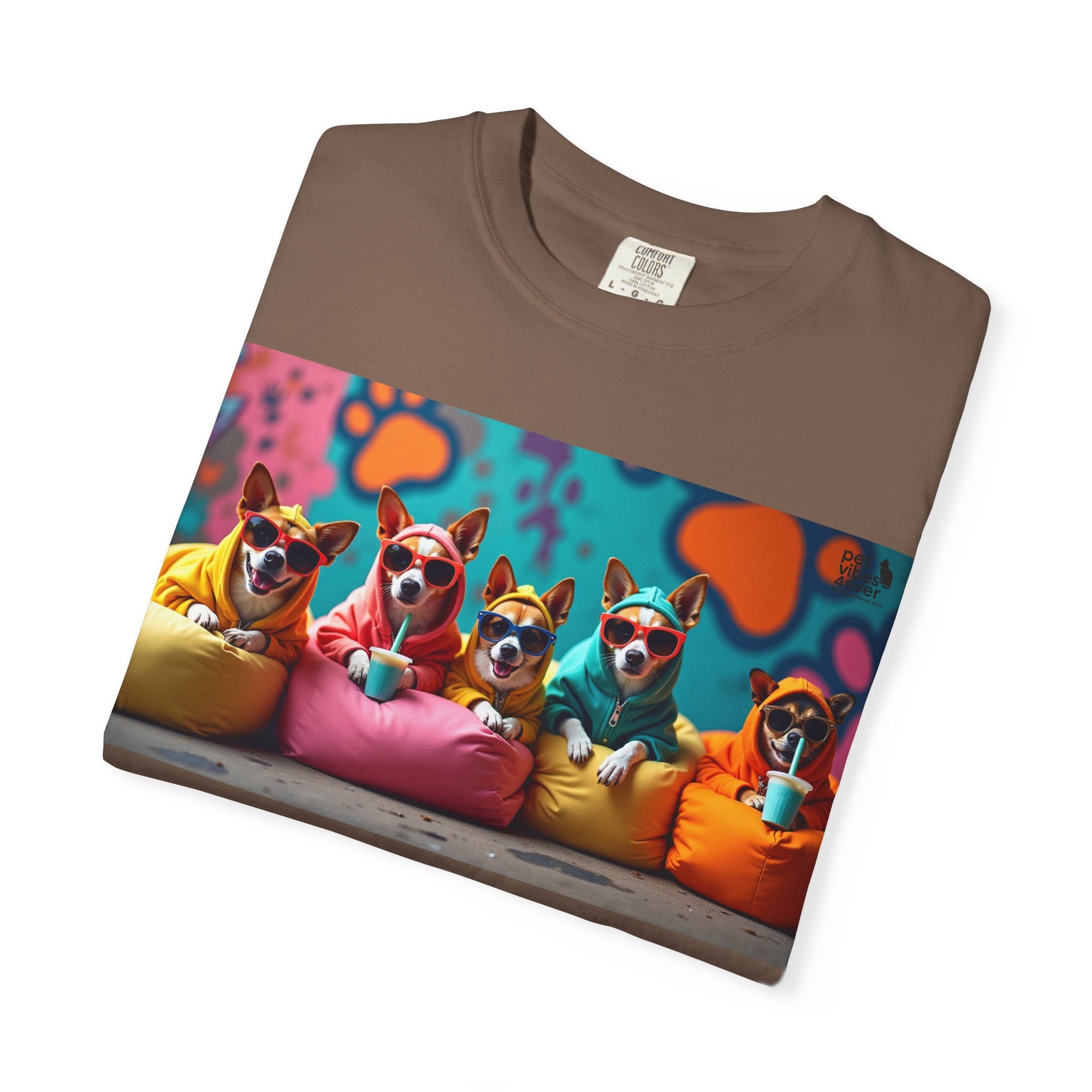 Playful Dog-Themed Unisex Garment-Dyed T-shirt, Pet Lover Gift, Casual Wear, Birthday Party Tee, Colorful Animal Art