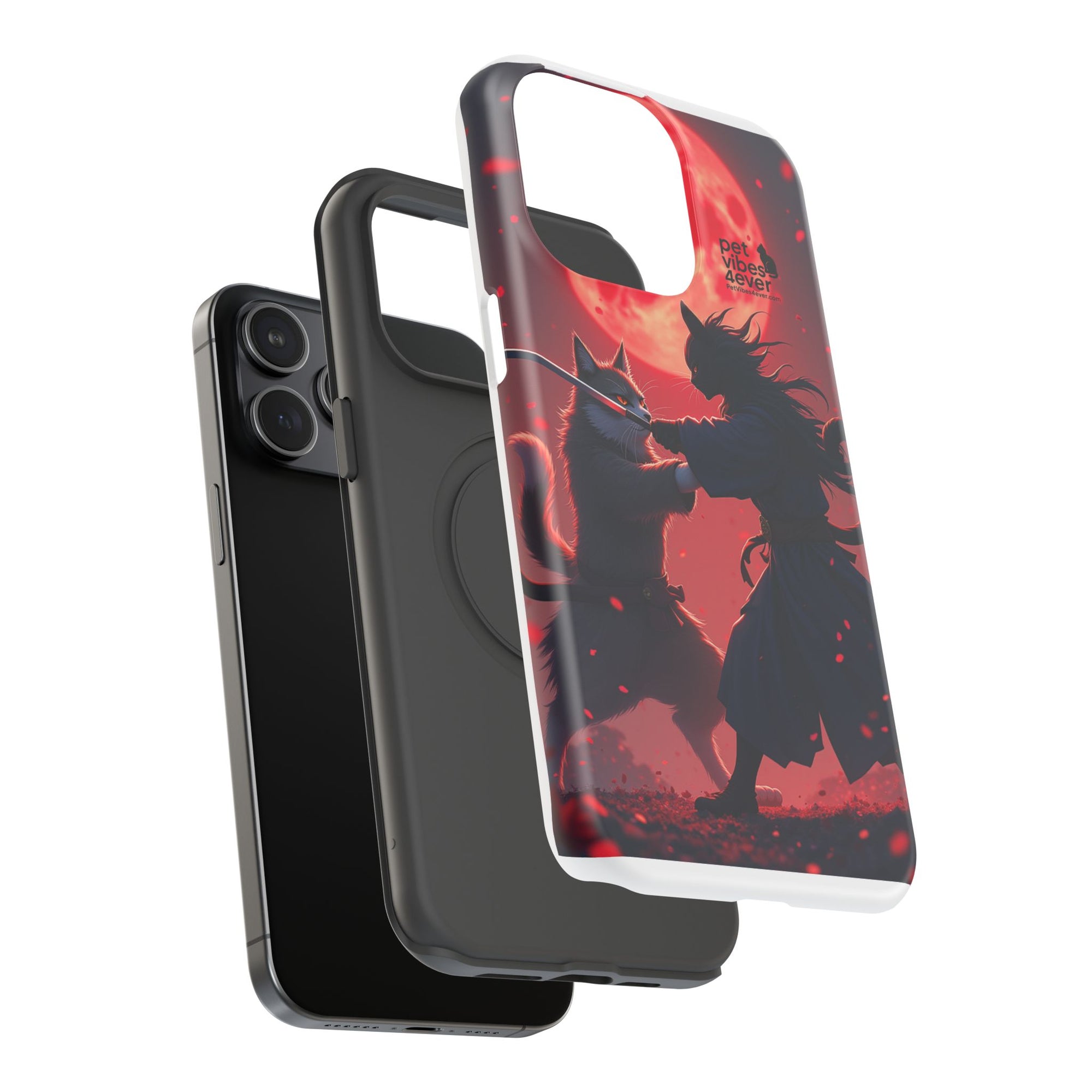 Samurai Cat Phone Case – Impact-Resistant, Pet Lovers, Cool Tech Accessories, Anime Aesthetic, Unique Gifts