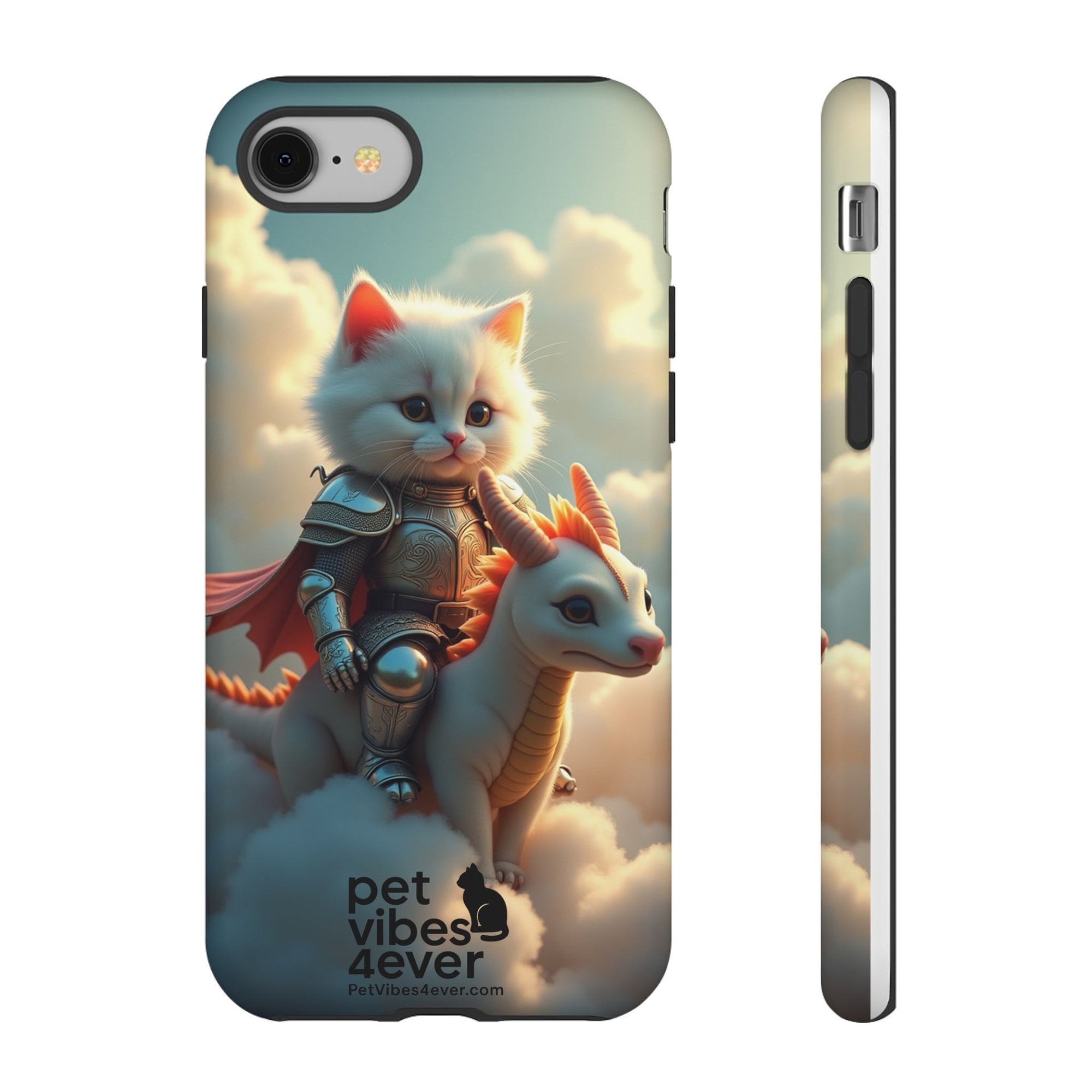 Pet Vibes Phone Case, Cute Cat and Dragon Design, Tough Phone Cover, Gift for Animal Lovers, Unique Pet Themed Accessory