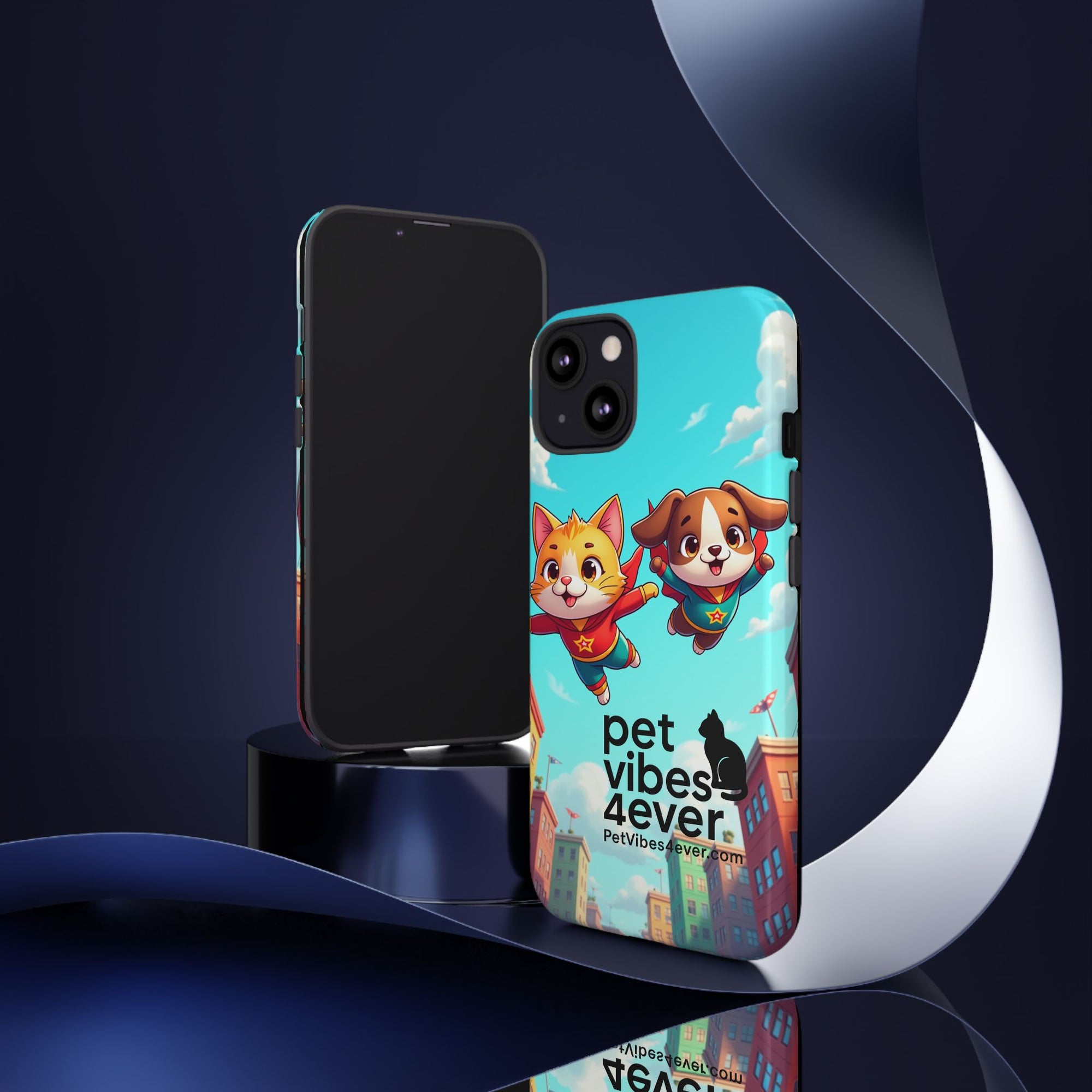 Pet Vibes Phone Case - Playful Cat and Dog Design, Animal Lover Gift, Cute Pet Accessory, Colorful Phone Cover, Fun Pet Gifts