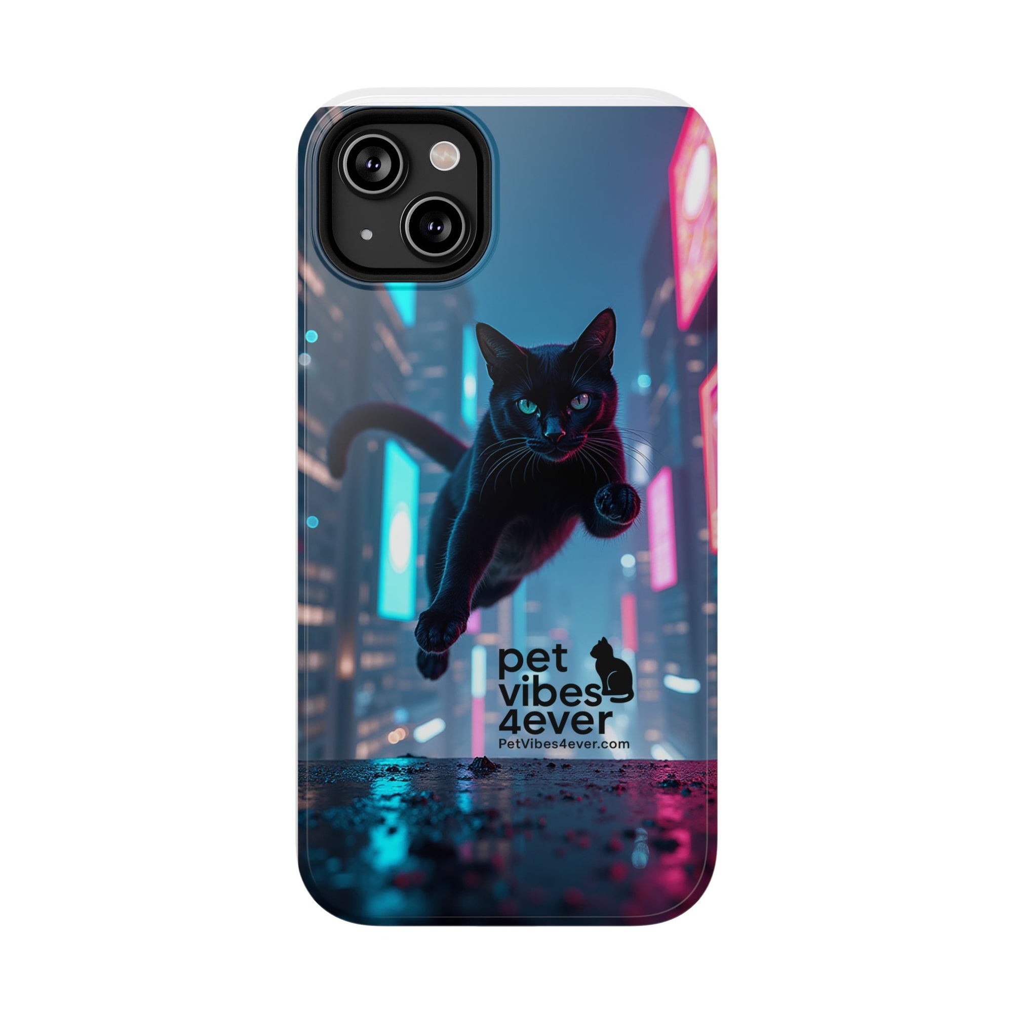 Cat-Themed Phone Case with Pet Vibes Design, Impact-Resistant Phone Case, Gift for Cat Lovers, Cute Pet Merchandise, Stylish Phone Accessory