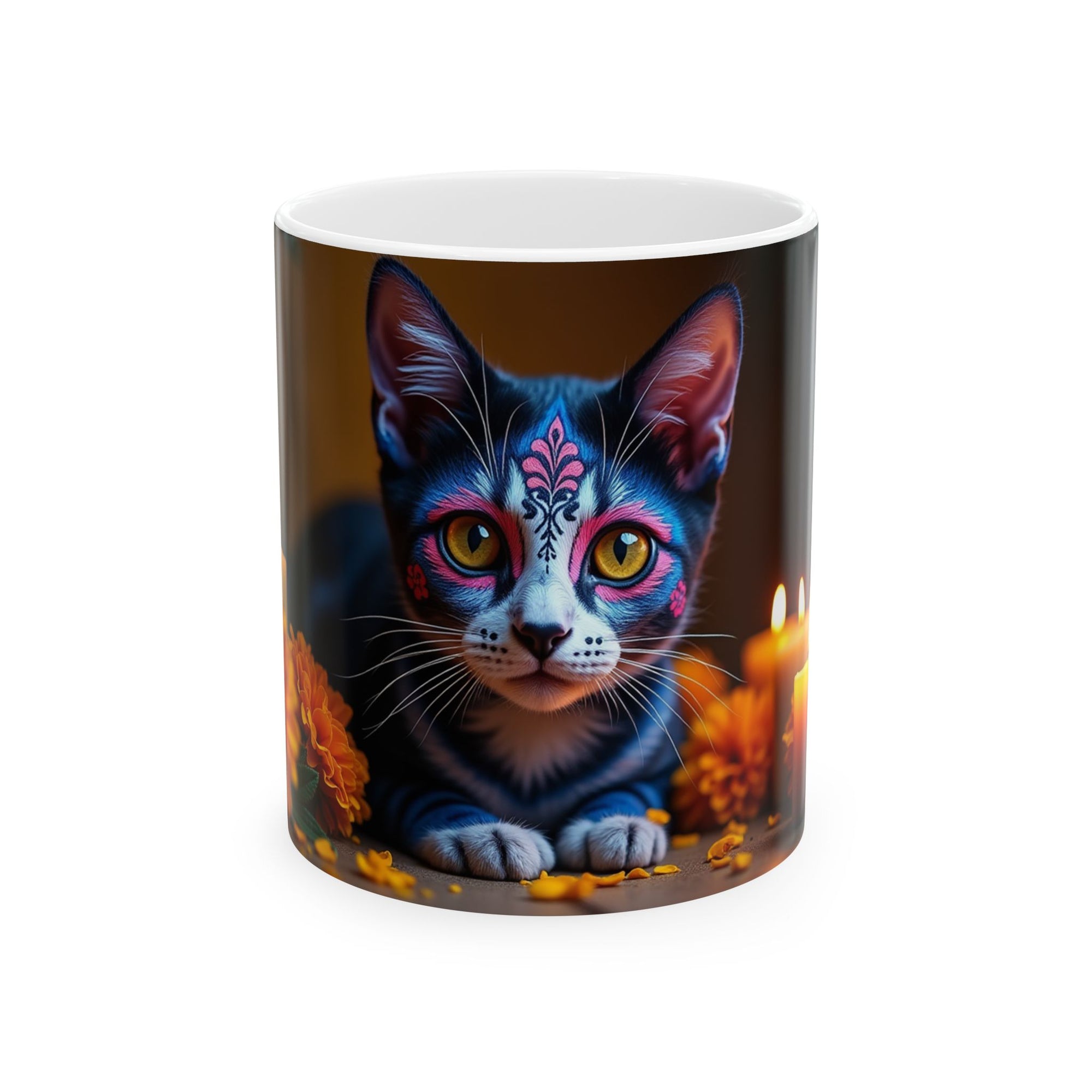 Artistic Cat Ceramic Mug - Vibrant Kitty, Animal Lover Gift, Coffee Tea Cup, Unique Home Decor, Birthday Gift