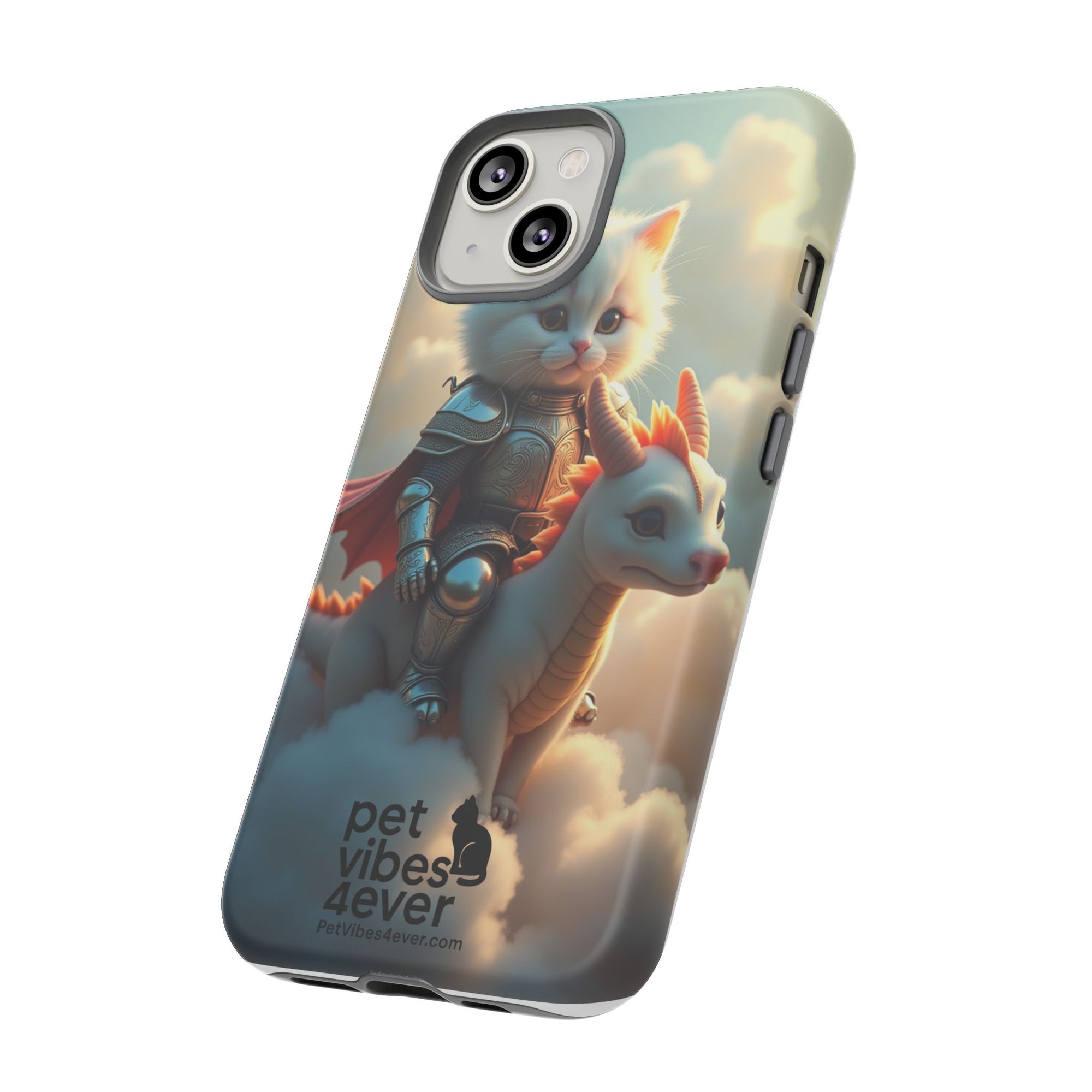 Pet Vibes Phone Case, Cute Cat and Dragon Design, Tough Phone Cover, Gift for Animal Lovers, Unique Pet Themed Accessory