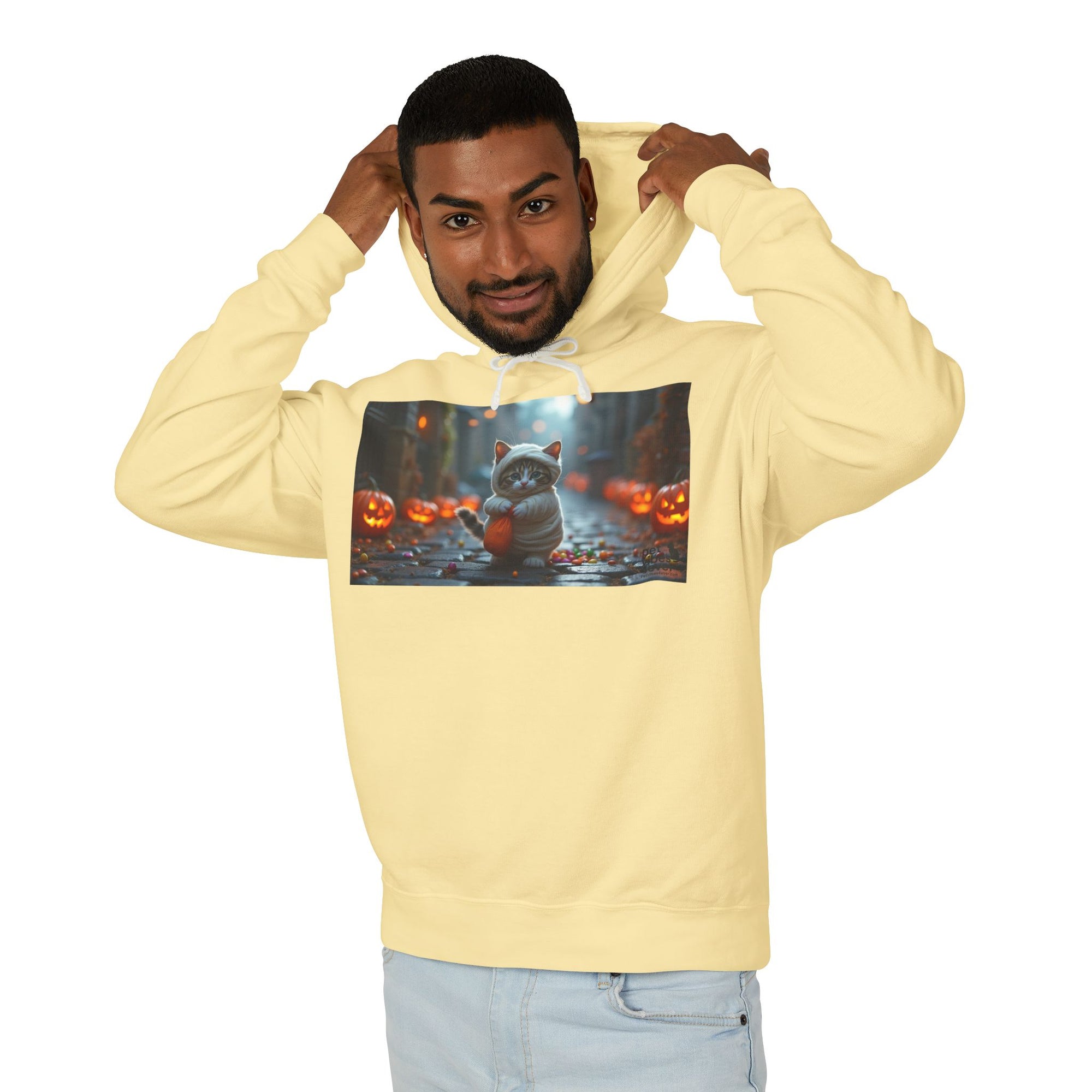 Halloween Cat Unisex Hoodie, Cozy Sweatshirt for Fall, Cute Pumpkin Design, Gift for Cat Lovers, Perfect for Halloween