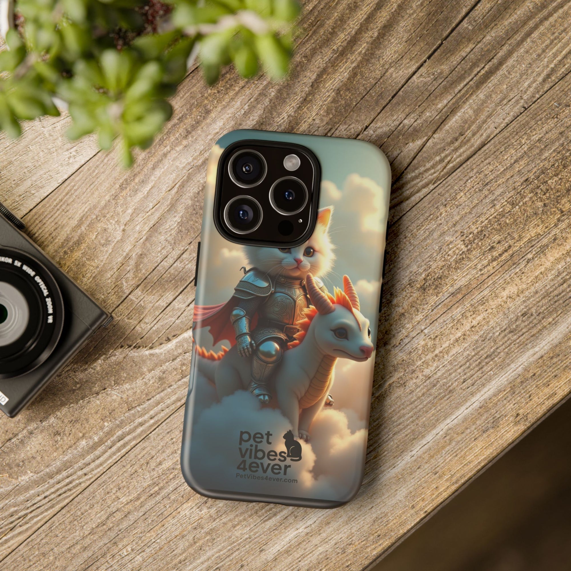Pet Vibes Phone Case, Cute Cat and Dragon Design, Tough Phone Cover, Gift for Animal Lovers, Unique Pet Themed Accessory