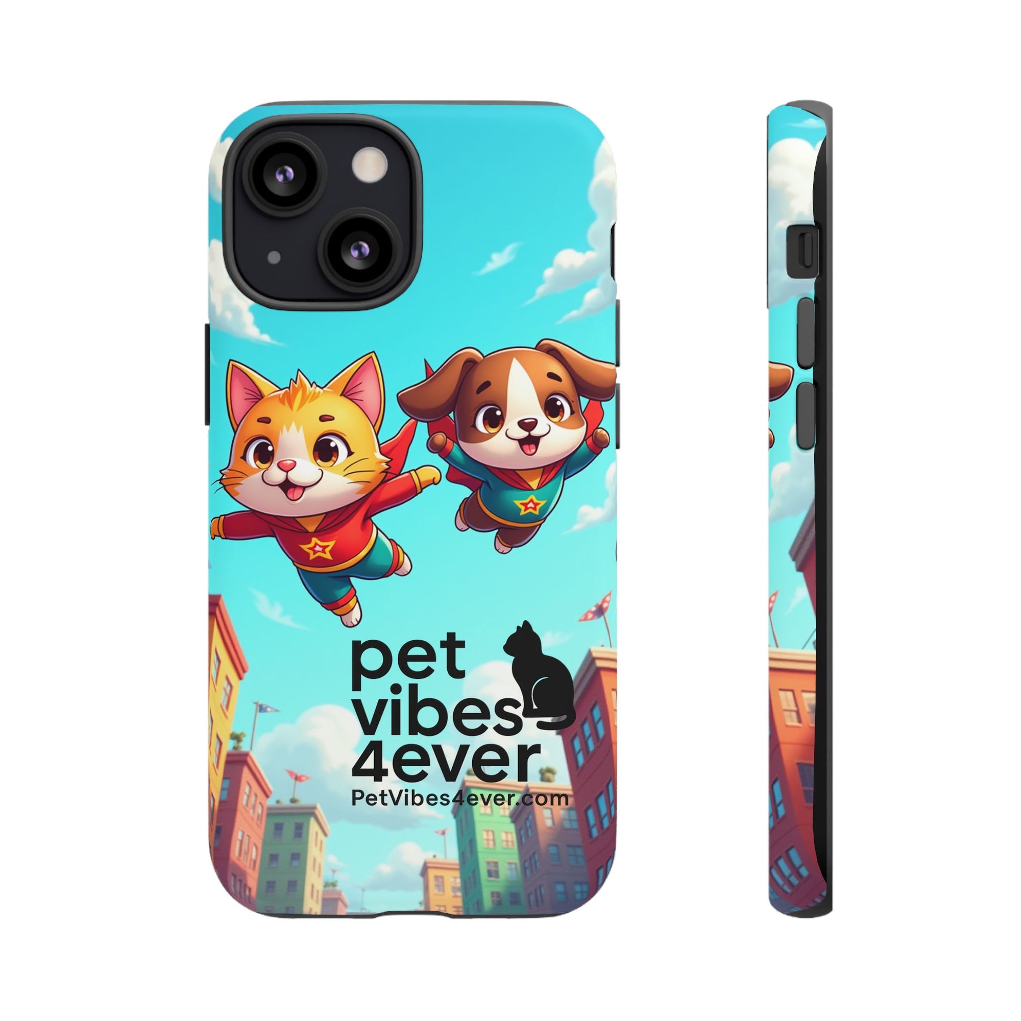 Pet Vibes Phone Case - Playful Cat and Dog Design, Animal Lover Gift, Cute Pet Accessory, Colorful Phone Cover, Fun Pet Gifts