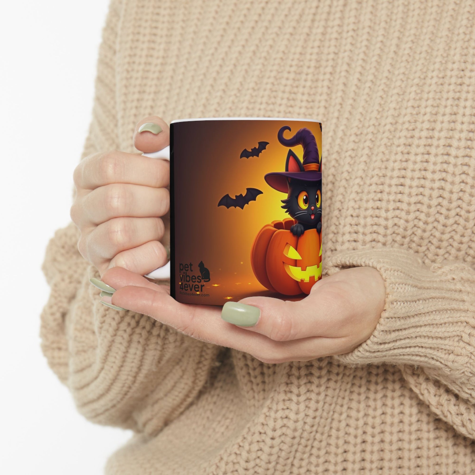 Halloween Cat Pumpkin Mug - Perfect for Coffee Lovers, Holiday Gifts, Spooky Decor, Cat Enthusiasts, or Fall Celebrations