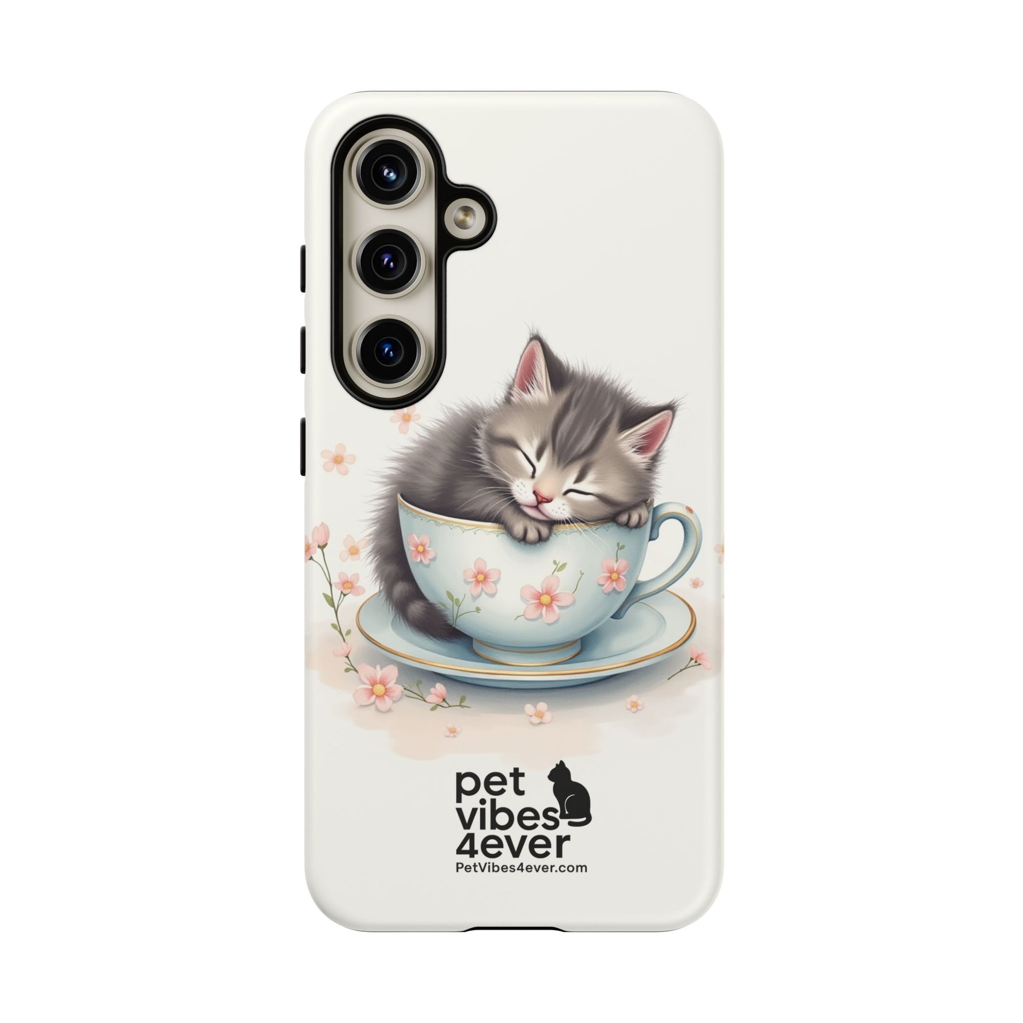 Cute Cat Phone Case, Pet Lover Gift, Soft Kitty Design, Floral Tech Accessory, Unique Animal Case, iPhone Cover, Birthday Present