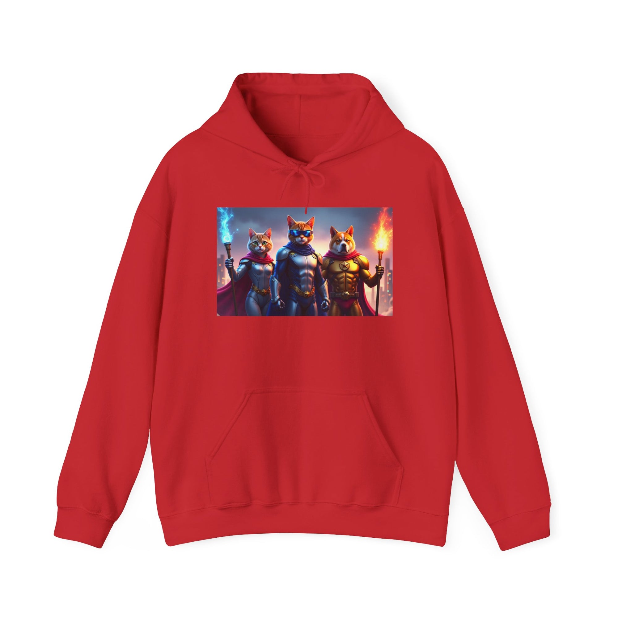 Epic Feline Warriors Hoodie | Unisex Heavy Blend™ Hooded Sweatshirt | Cosplay, Gift, Cat Lover, Graphic Tee, Casual Wear