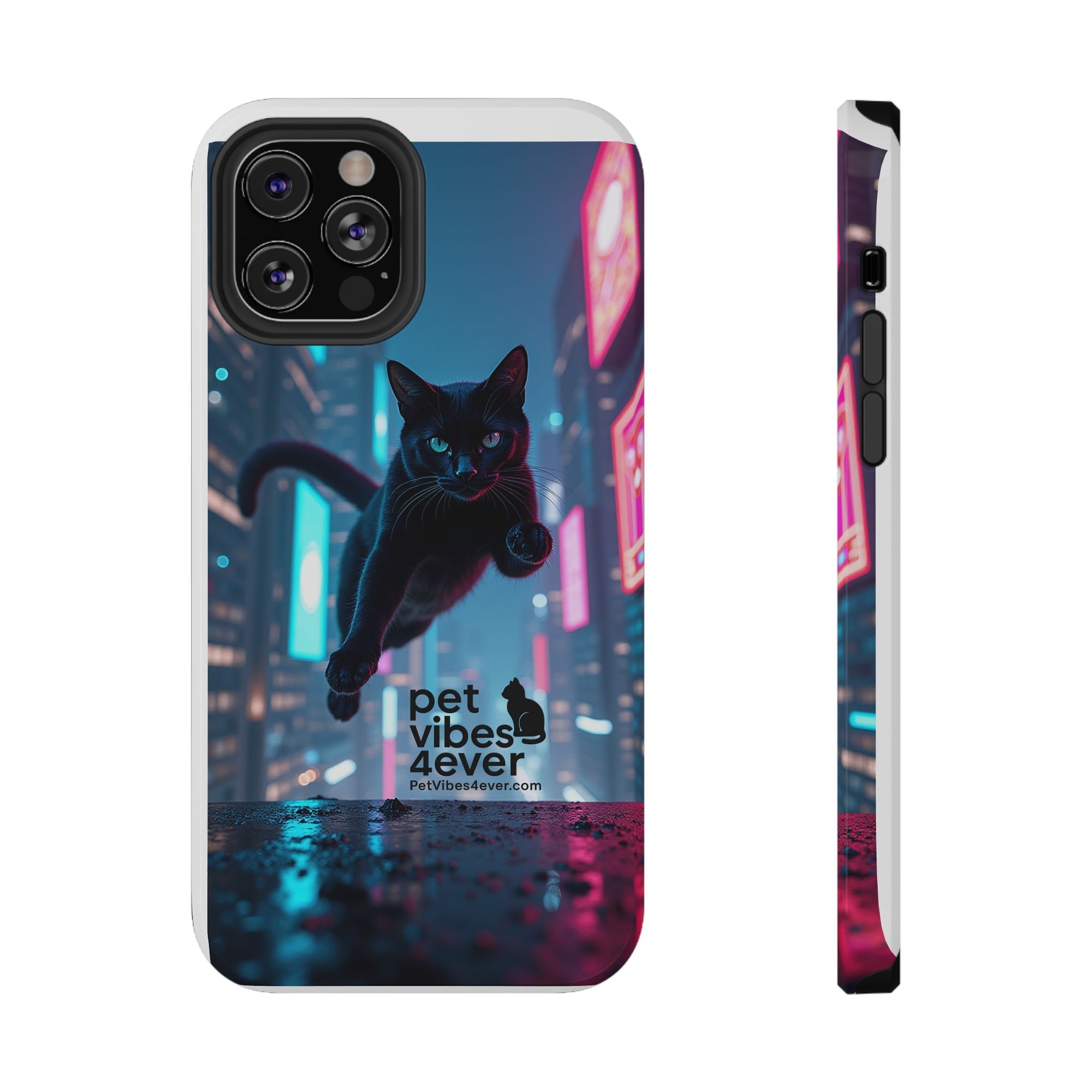 Cat-Themed Phone Case with Pet Vibes Design, Impact-Resistant Phone Case, Gift for Cat Lovers, Cute Pet Merchandise, Stylish Phone Accessory