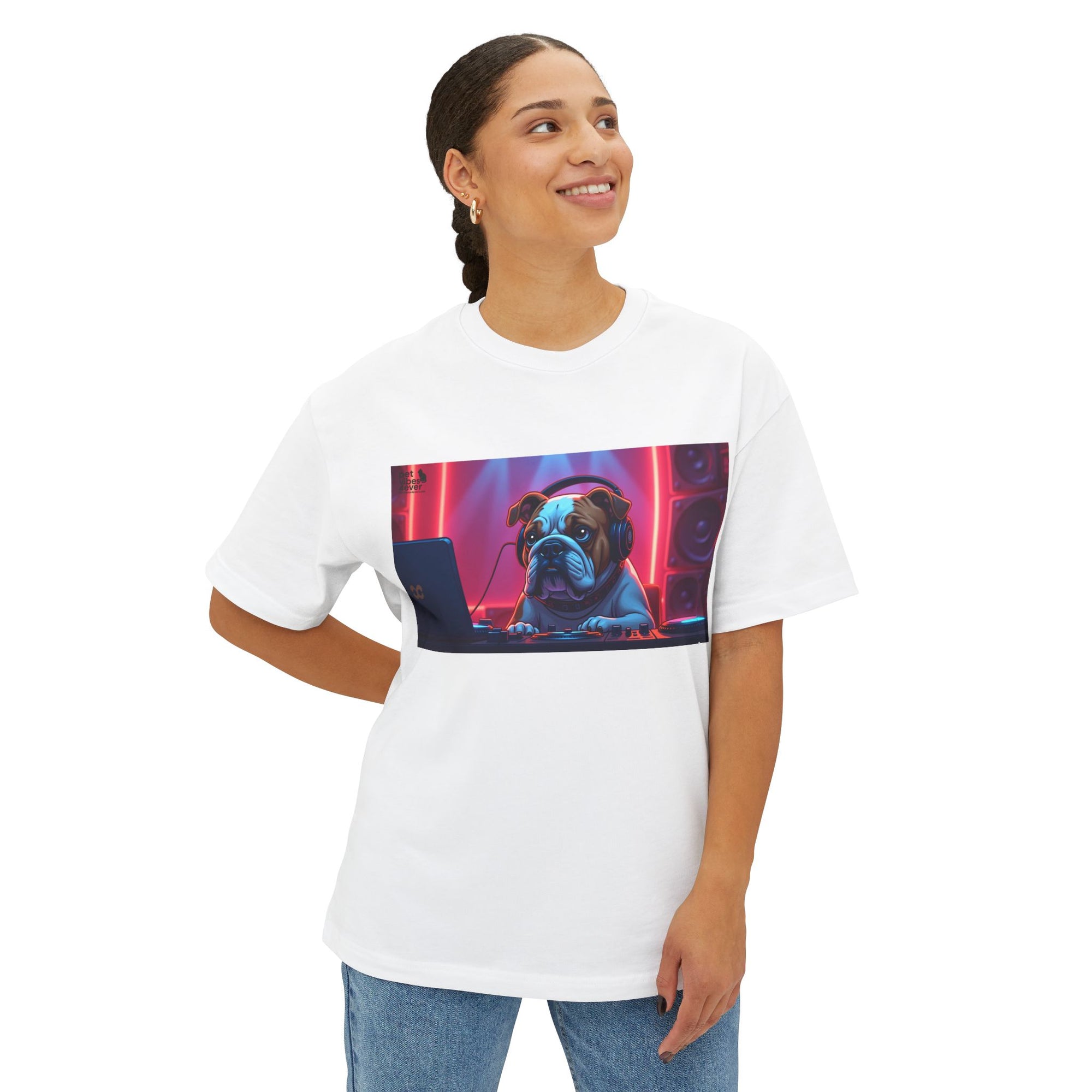 DJ Dog Graphic Tee, Trendy Unisex Oversized T-Shirt, Music Lover Gift, Casual Streetwear, Pet Lover Apparel