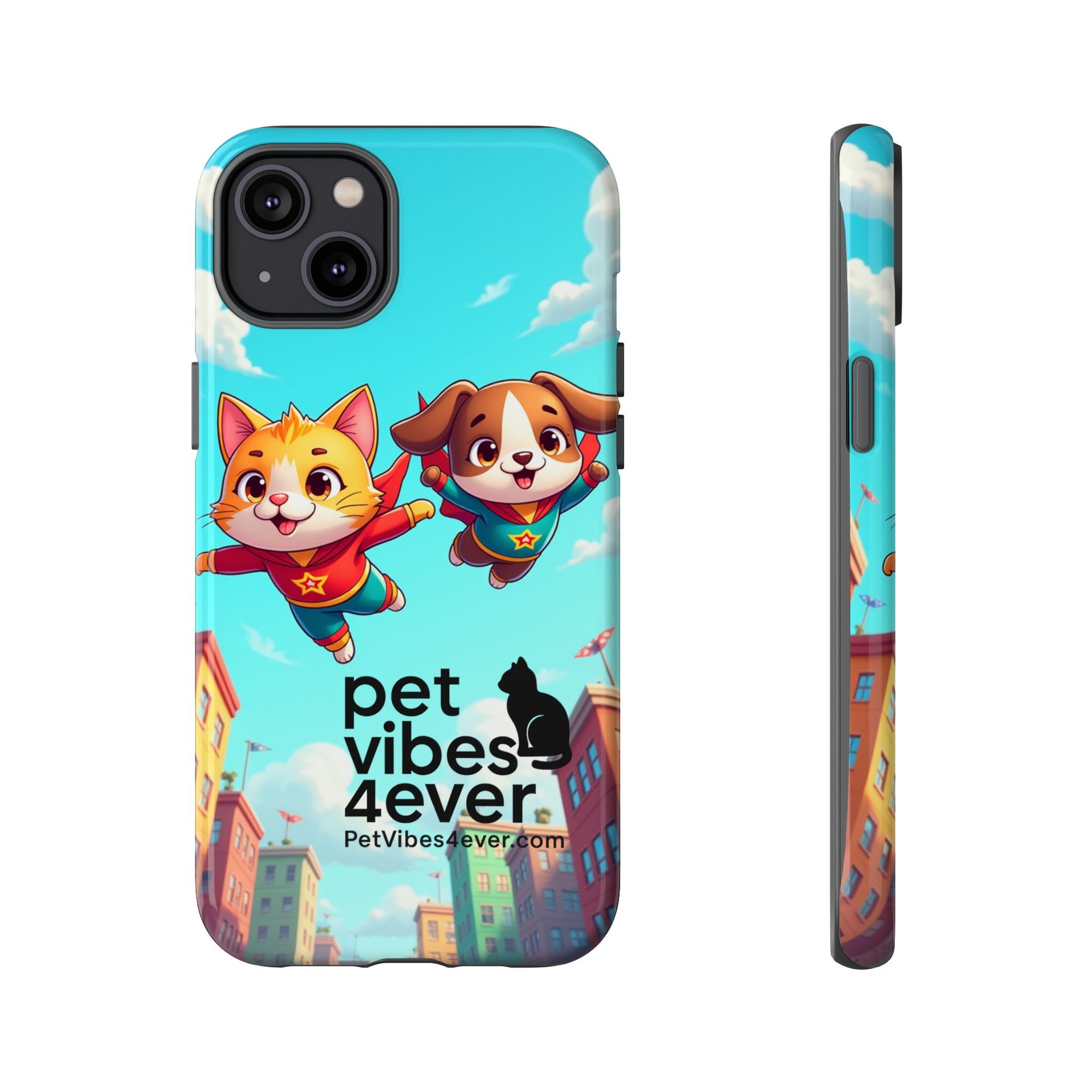 Pet Vibes Phone Case - Playful Cat and Dog Design, Animal Lover Gift, Cute Pet Accessory, Colorful Phone Cover, Fun Pet Gifts
