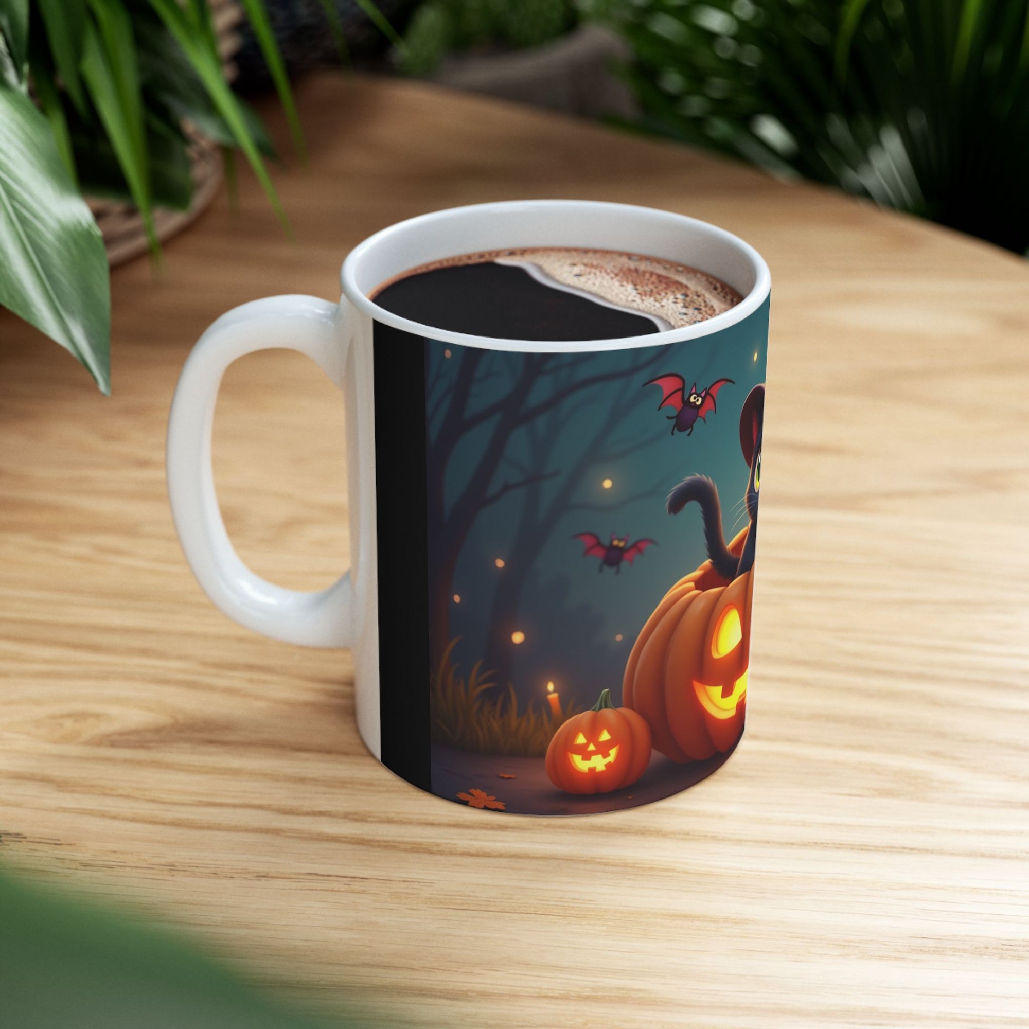 Spooktacular Halloween Cat Mug, Cute Black Cat Mug, Halloween Decor, Pumpkin Mug, Cozy Drinkware, Gift for Cat Lovers