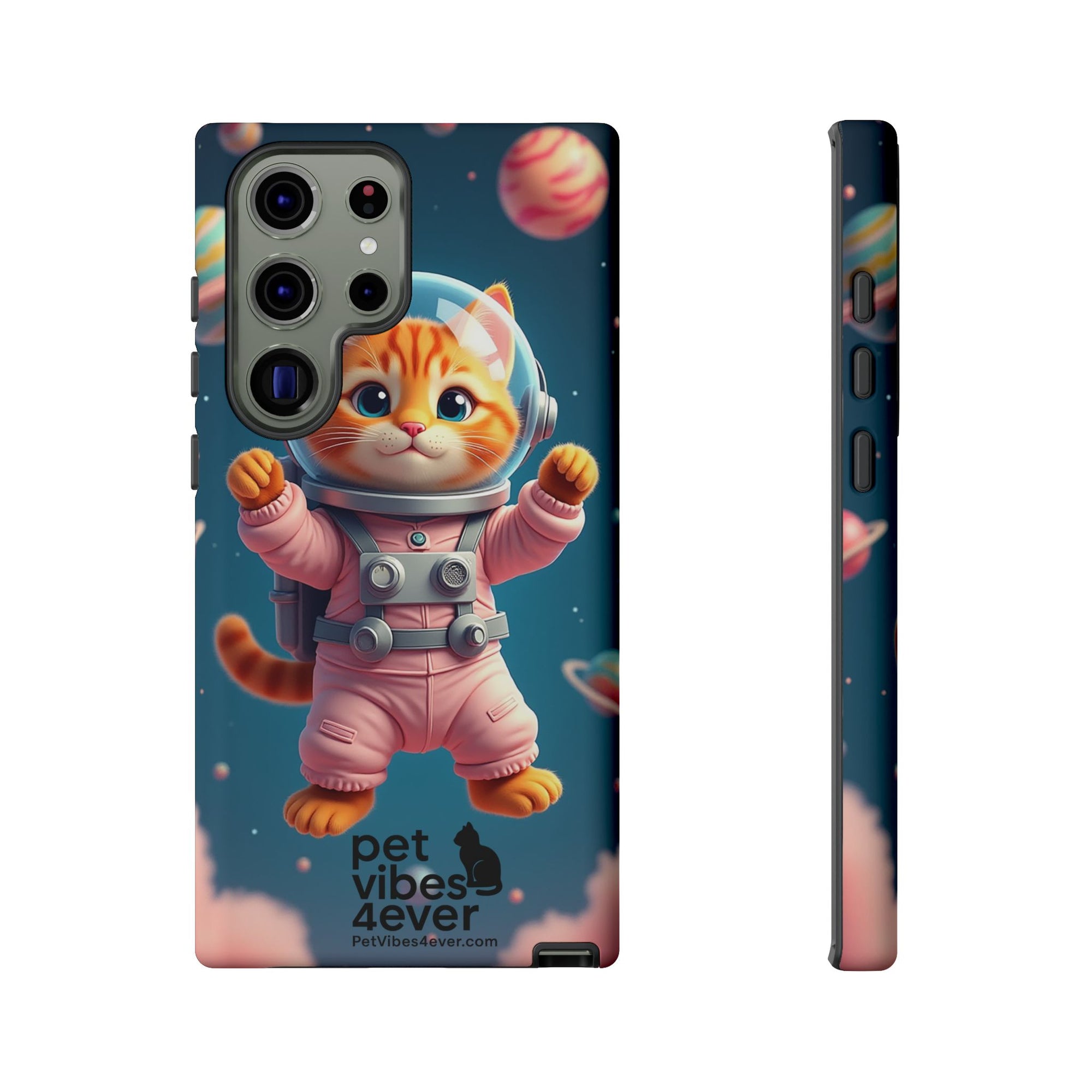 Cute Cat Phone Case, Astronaut Cat Case, Pet Lover Gift, Space Theme Accessories, Galaxy Cat Phone Cover