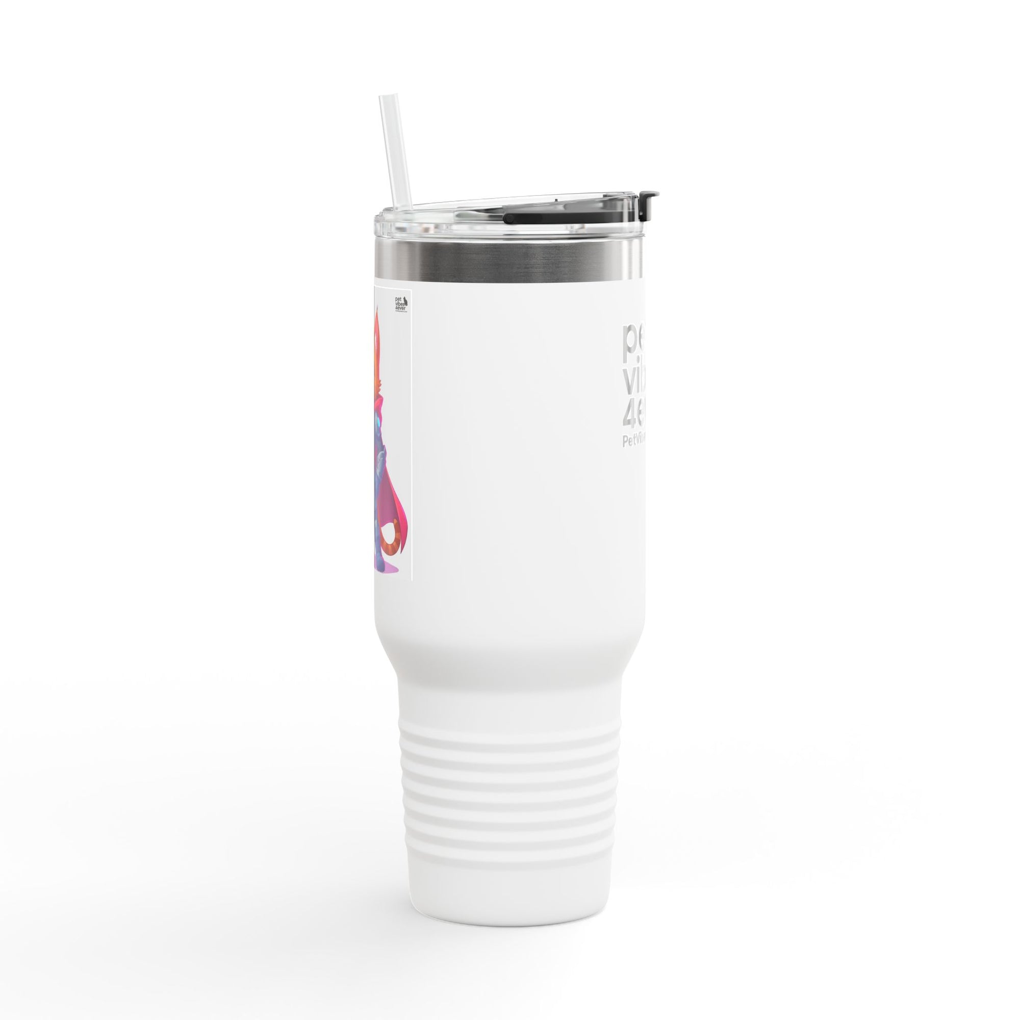 Pet Vibes Insulated Travel Mug 40oz | Stylish Pet Lover Gift | Reusable Cups for Coffee, Tea, Outdoor Adventures, Eco-Friendly Drinkware