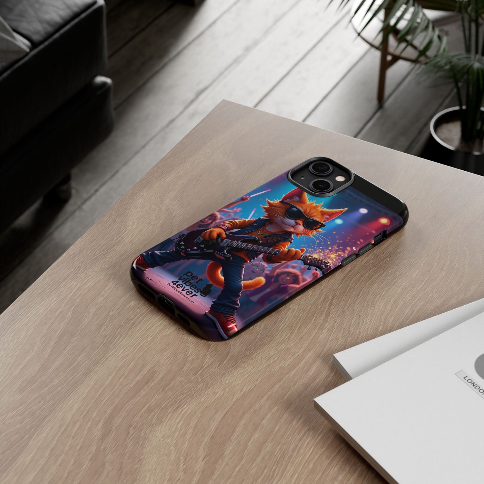 Rocking Cat Phone Case, Fun Cat Phone Cover, Cool Pet Vibes Gift, Music Lover Accessory, Unique Cat Phone Case