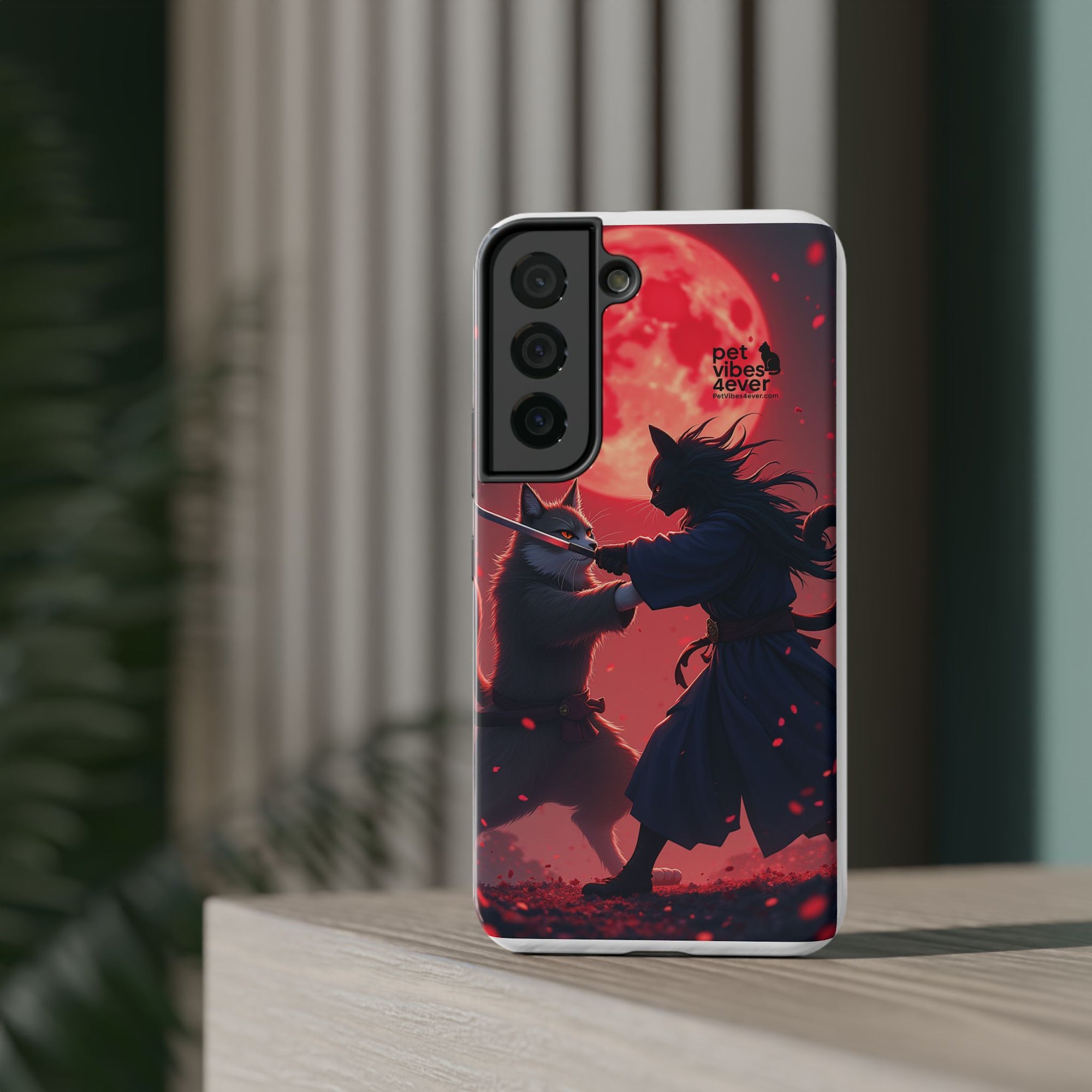 Samurai Cat Phone Case – Impact-Resistant, Pet Lovers, Cool Tech Accessories, Anime Aesthetic, Unique Gifts