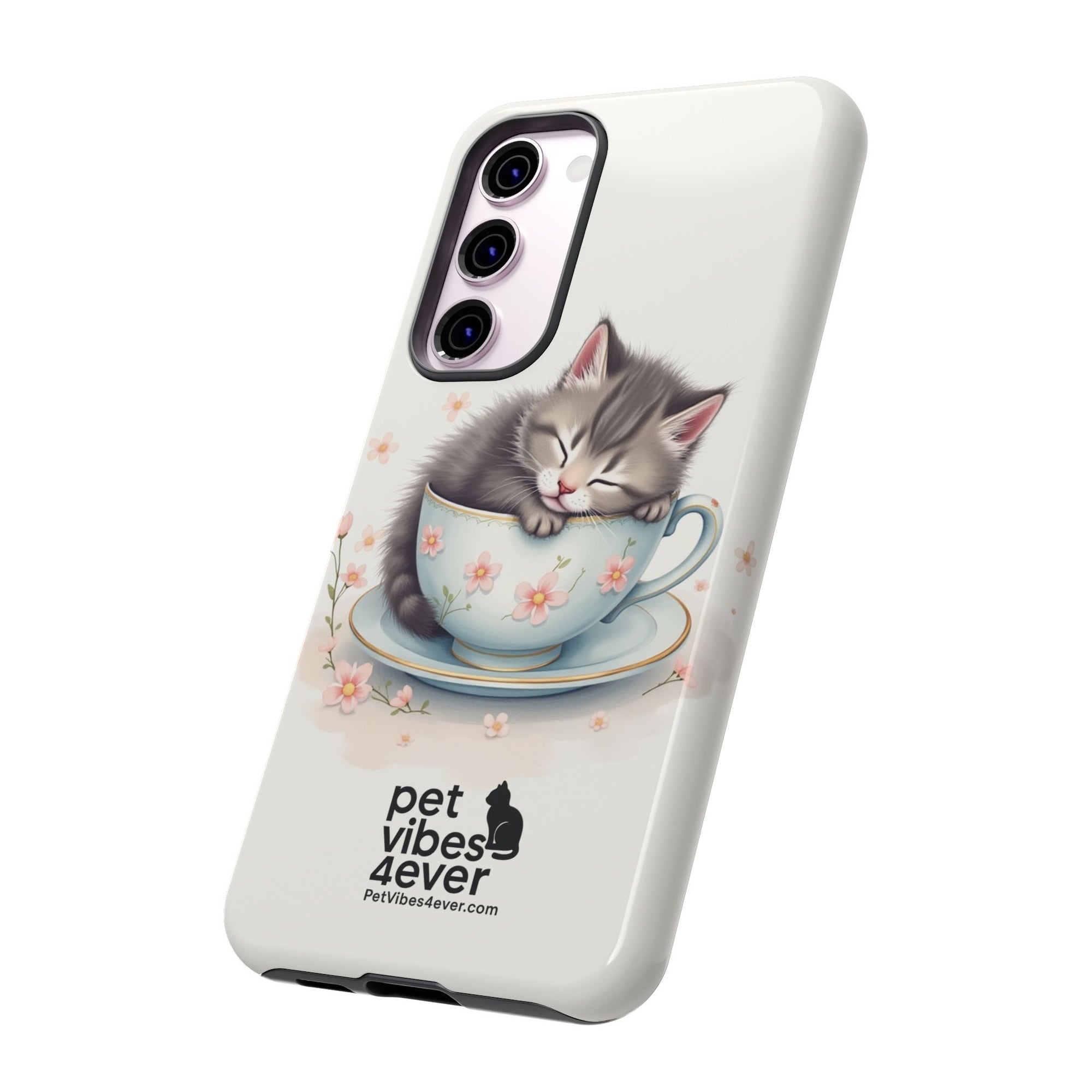 Cute Cat Phone Case, Pet Lover Gift, Soft Kitty Design, Floral Tech Accessory, Unique Animal Case, iPhone Cover, Birthday Present