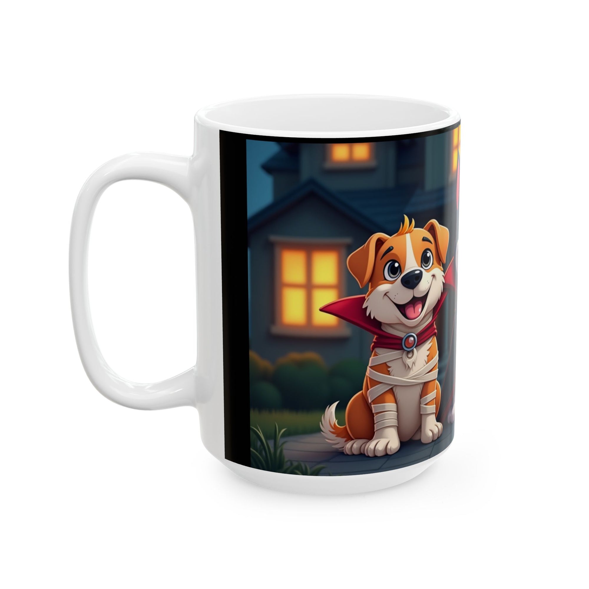 Halloween Dog Lover's Ceramic Mug, Cute Pup Design, 11oz, 15oz, Perfect for Gifts, Home Decor, Pet Lovers, Coffee, Hot Chocolate