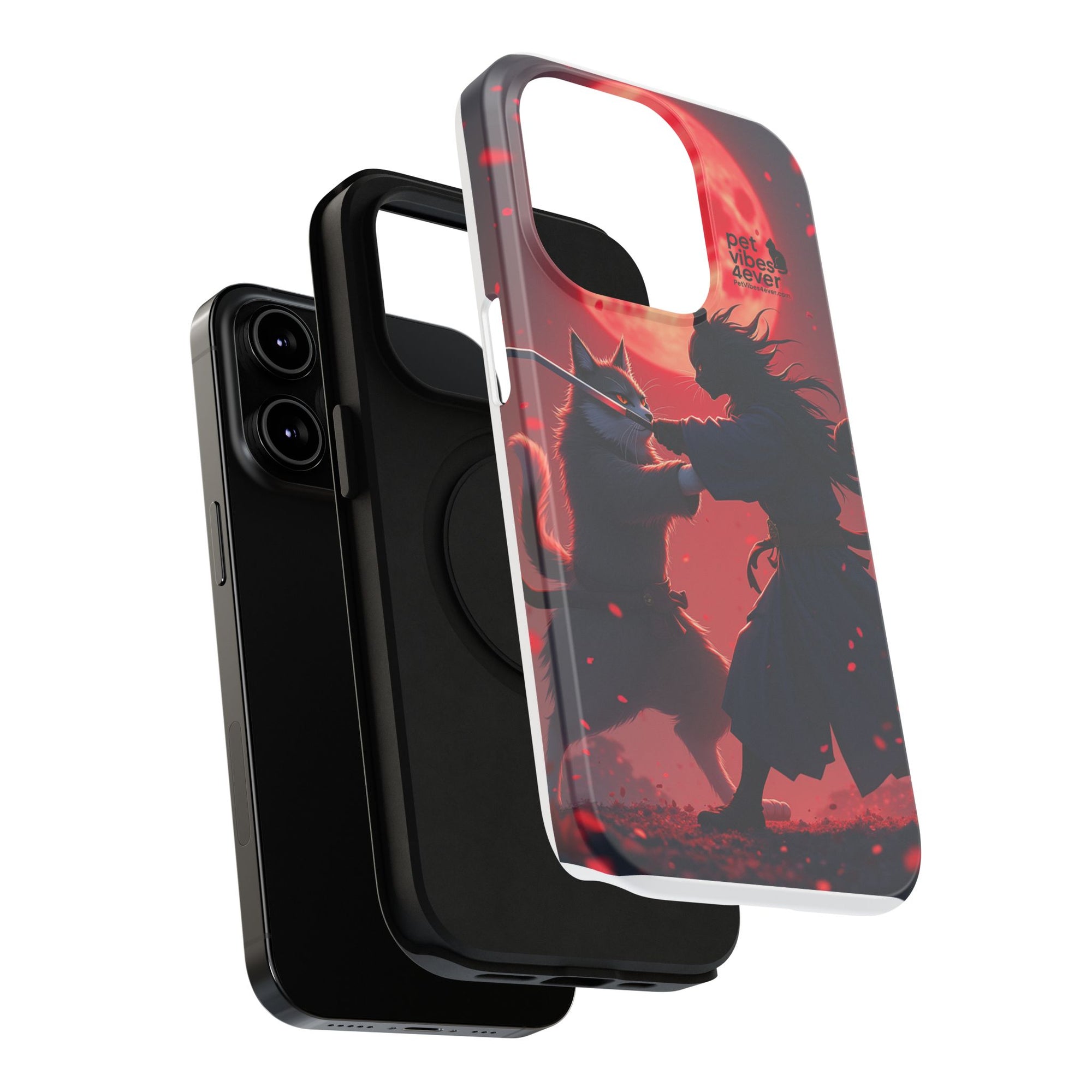 Samurai Cat Phone Case – Impact-Resistant, Pet Lovers, Cool Tech Accessories, Anime Aesthetic, Unique Gifts