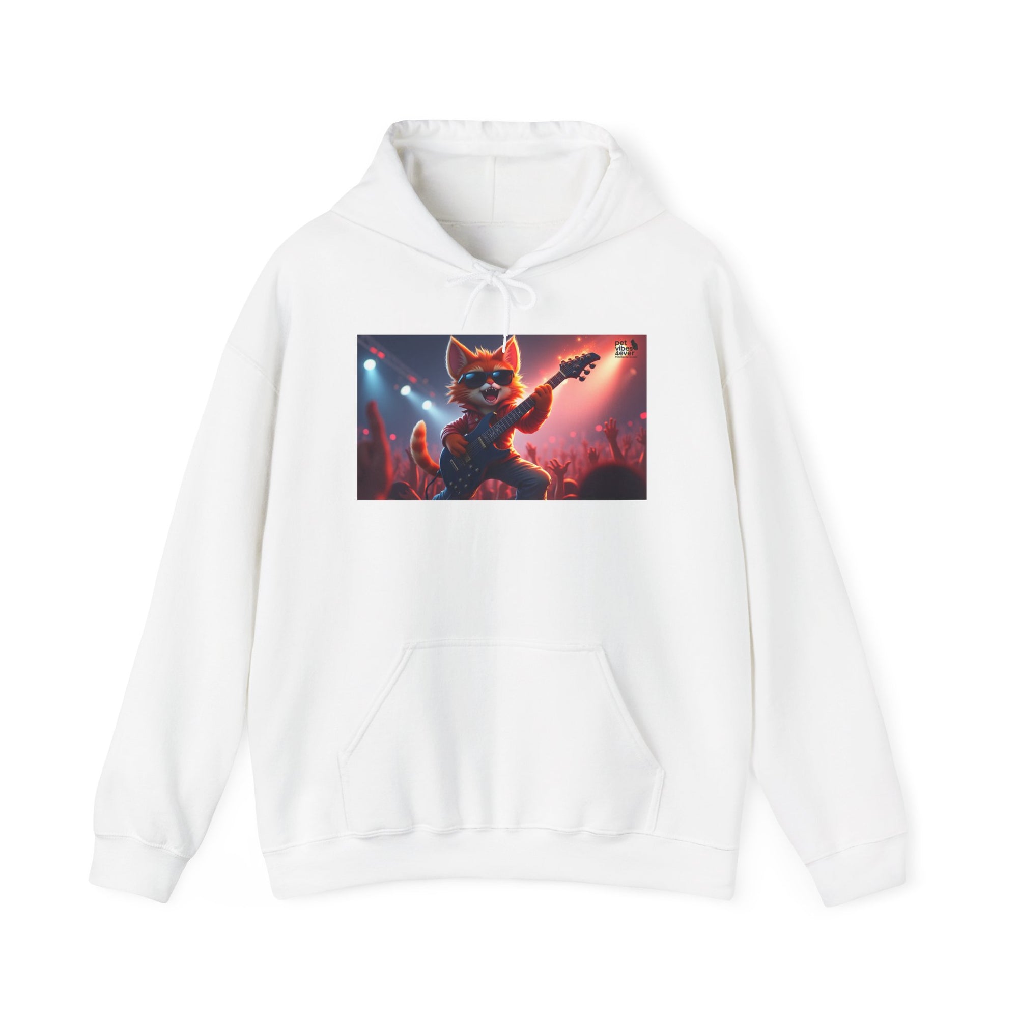 Funky Cat Hoodie - Unisex Heavy Blend Sweatshirt, Cool Graphic Hoodie, Perfect Gift for Cat Lovers, Concert Apparel, Cozy Style