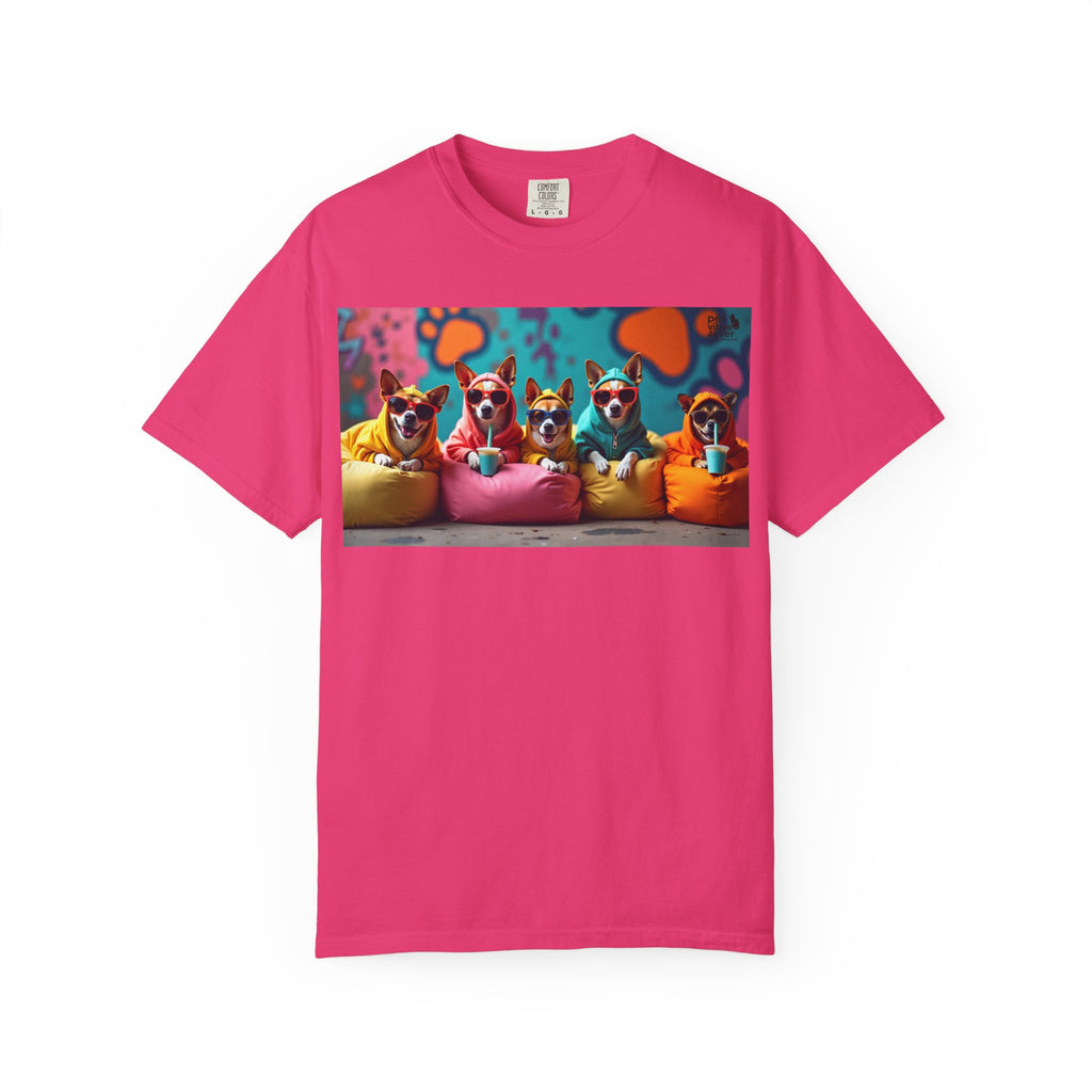 Playful Dog-Themed Unisex Garment-Dyed T-shirt, Pet Lover Gift, Casual Wear, Birthday Party Tee, Colorful Animal Art