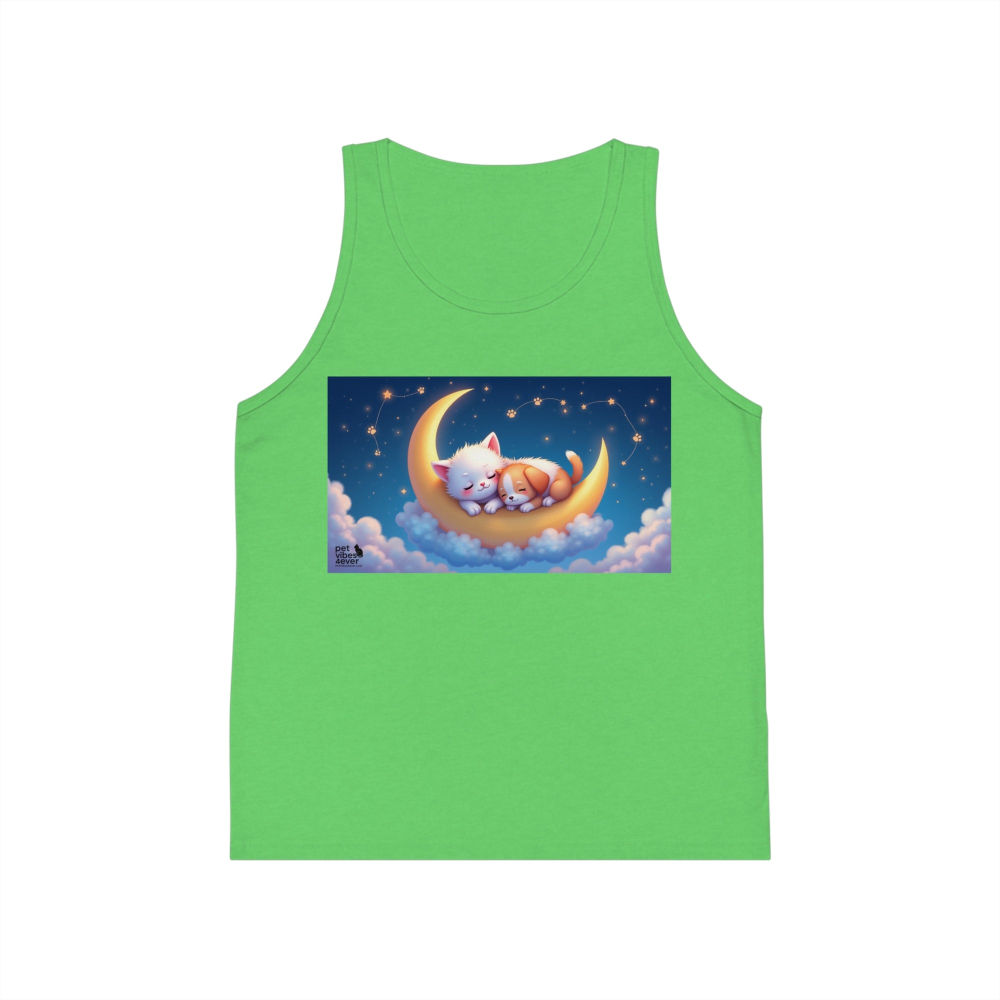Dreamy Cat Moon Kids Tank Top, Cute Summer Top, Gift for Girls, Sleepover Outfit, Pajama Party Tee, Cat Lovers Clothing