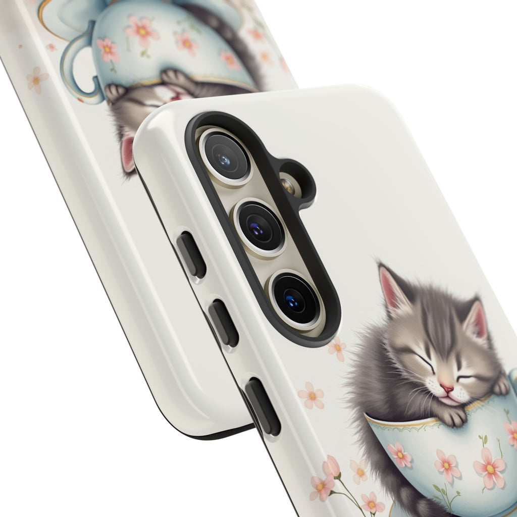 Cute Cat Phone Case, Pet Lover Gift, Soft Kitty Design, Floral Tech Accessory, Unique Animal Case, iPhone Cover, Birthday Present