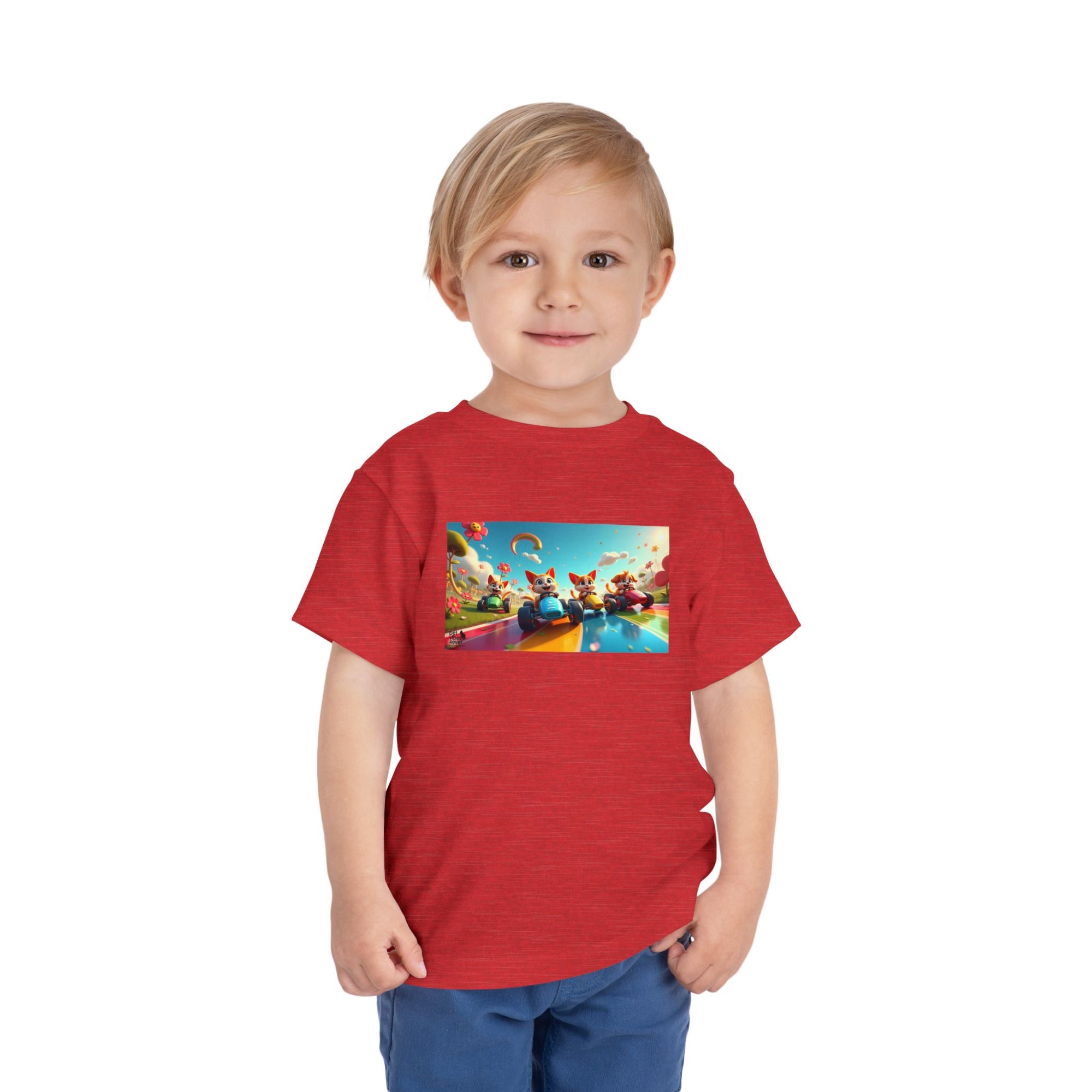 Colorful Toddler Short Sleeve Tee, Fun Kids T-Shirt, Summer Playwear, Birthday Gift, Rainbow Design Tee, Everyday Playwear