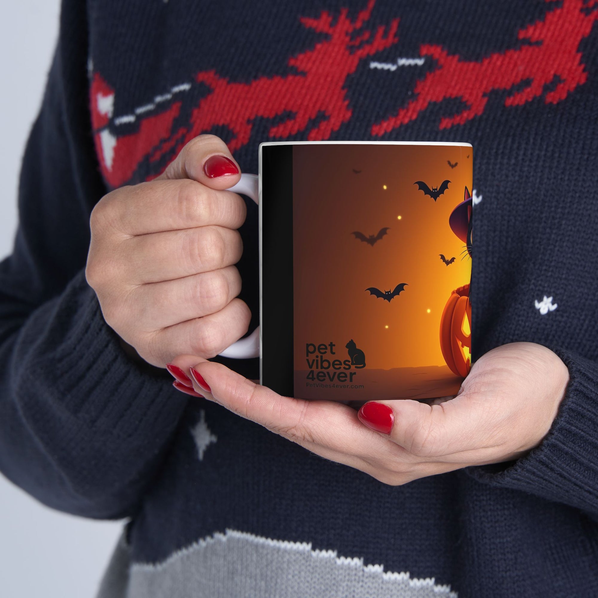 Halloween Cat Mug - Black Cat Pumpkin Coffee Cup, Trick-or-Treat Mug, Fall Home Decor, Spooky Gift, Cat Lover's Kitchen
