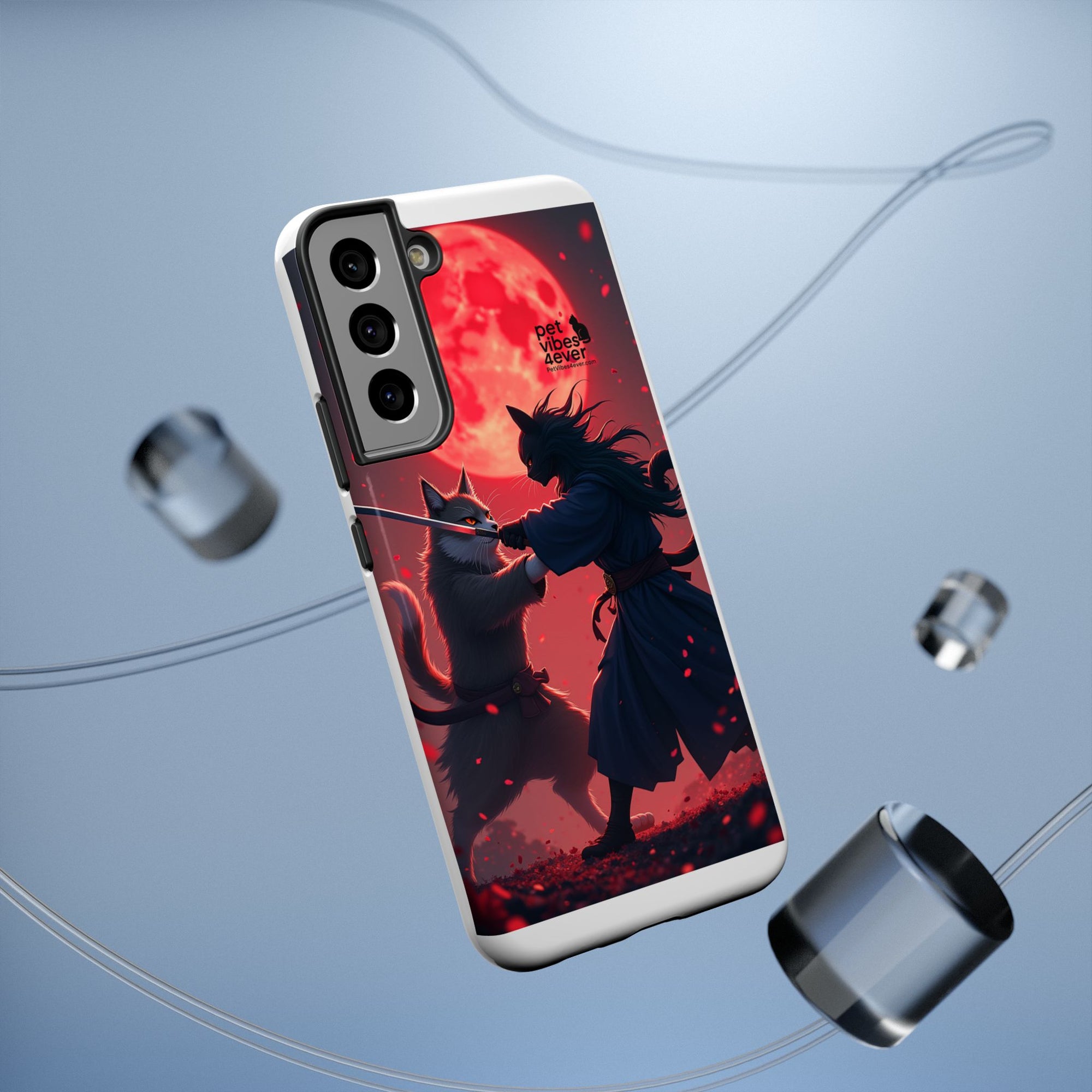 Samurai Cat Phone Case – Impact-Resistant, Pet Lovers, Cool Tech Accessories, Anime Aesthetic, Unique Gifts