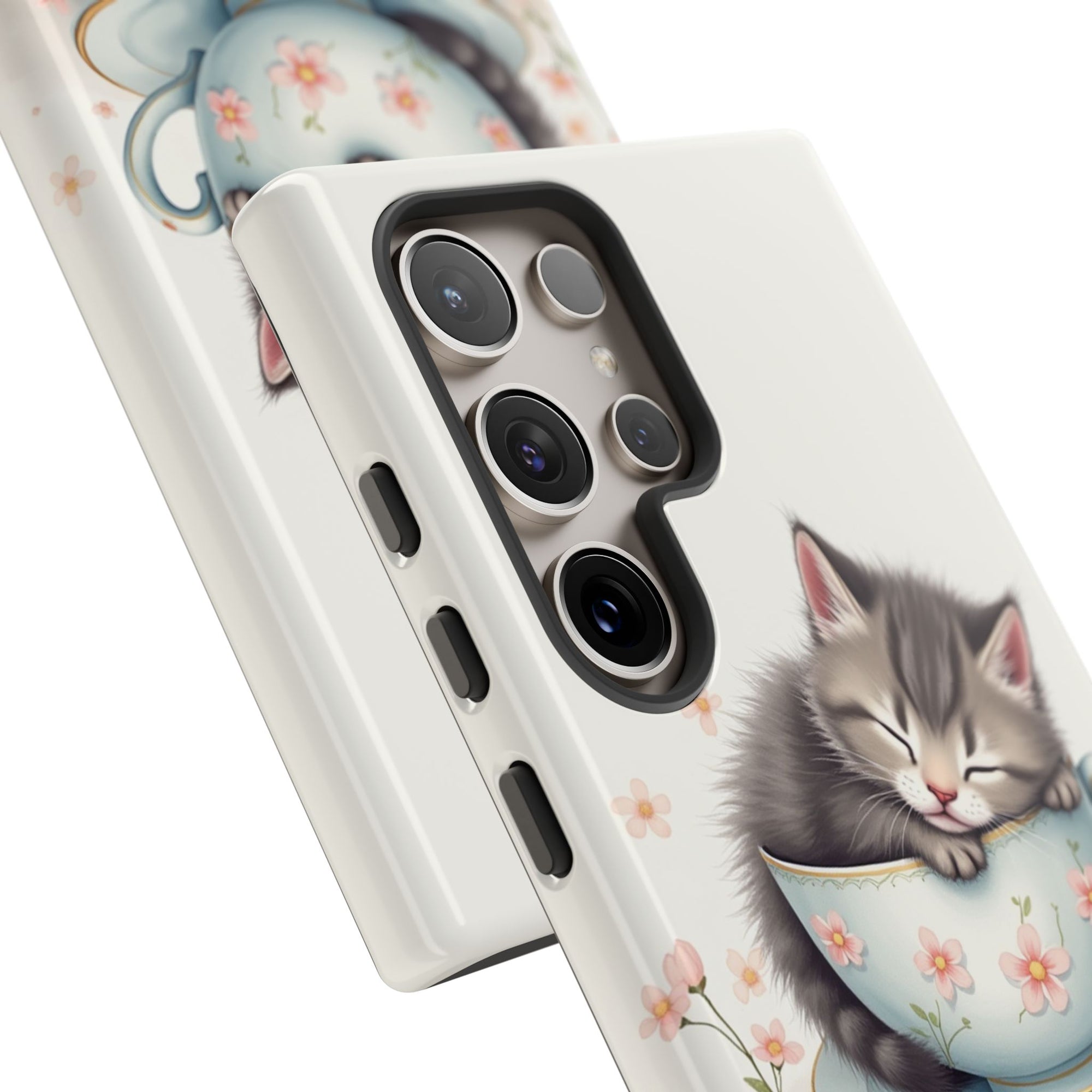 Cute Cat Phone Case, Pet Lover Gift, Soft Kitty Design, Floral Tech Accessory, Unique Animal Case, iPhone Cover, Birthday Present